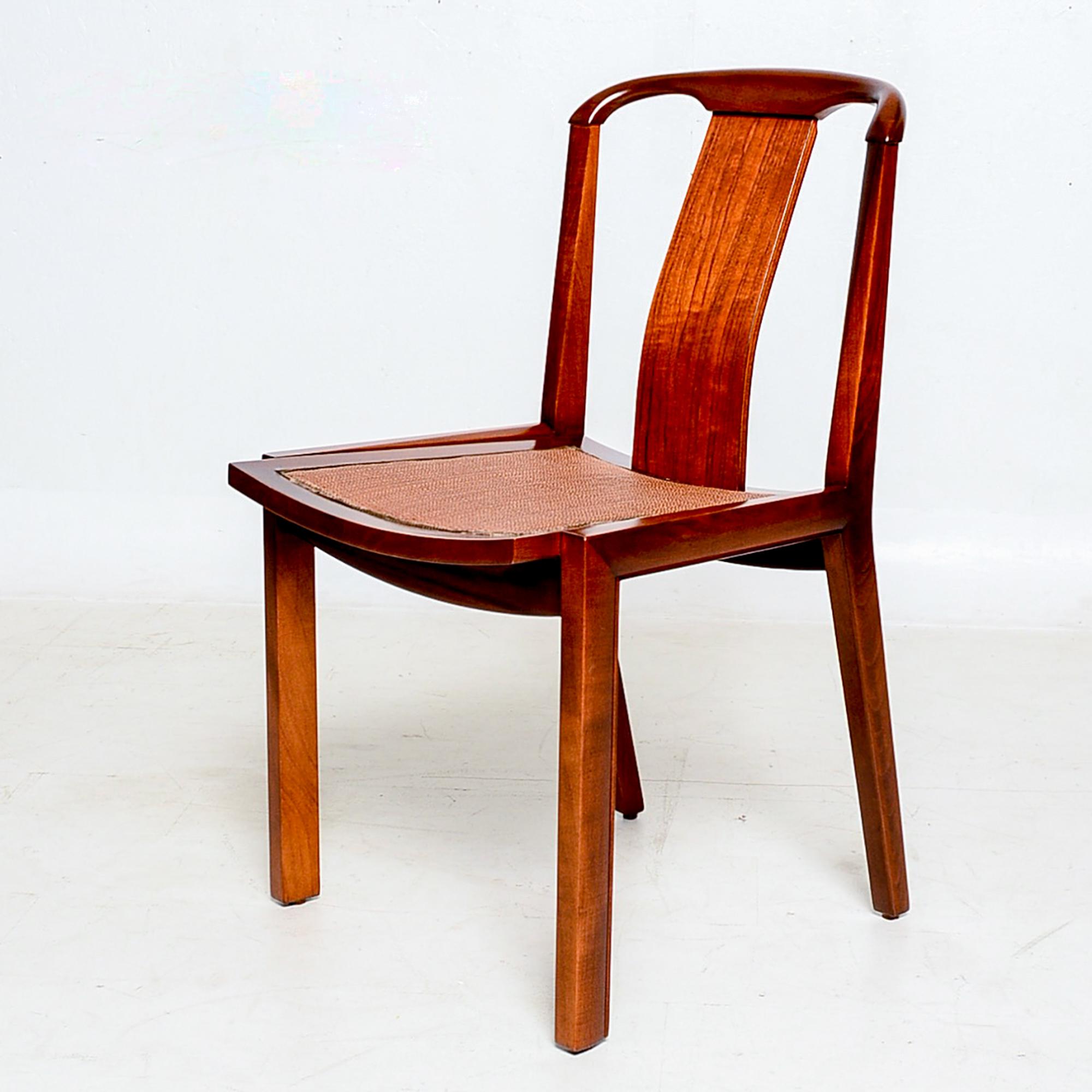 Sophisticated Baker Sculptural Walnut Wood Dining Chairs by Michael Taylor 1950s 1