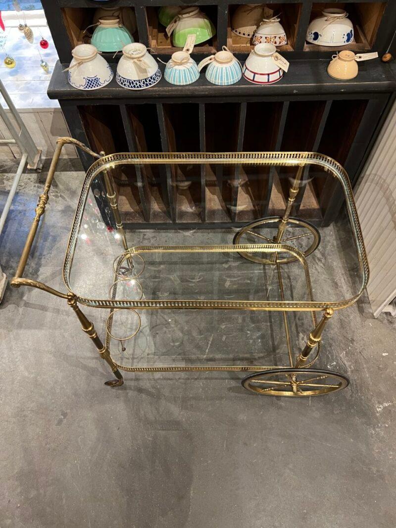 Sofisticado carro de bar de latón-Francia Años 50 Francés en venta