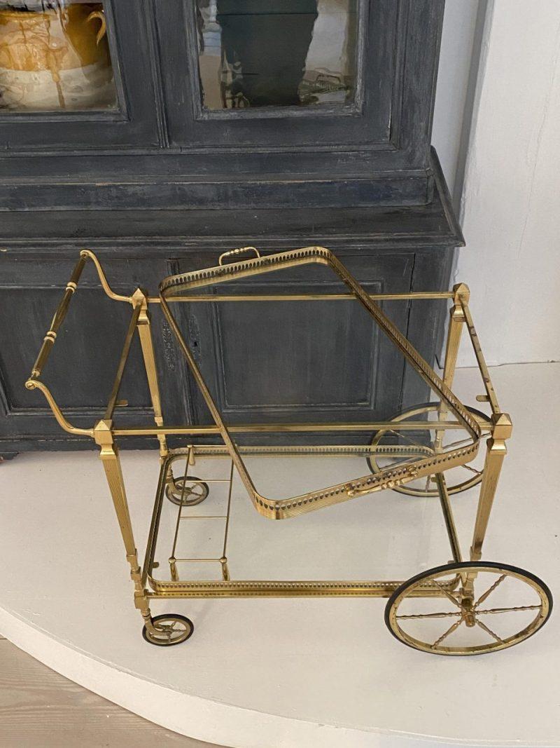 20th Century Sophisticated Brass Bar Cart-France 1950s For Sale