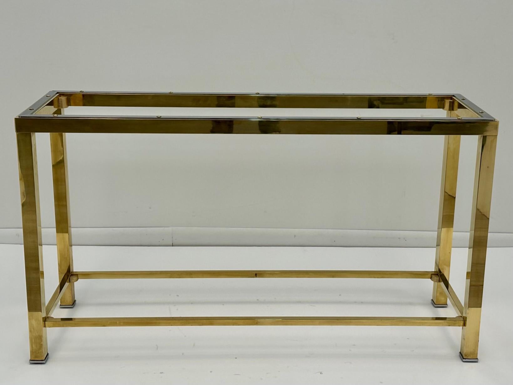 Sophisticated Brass Glass and Chrome Console Table Attributed to Pierre Cardin For Sale 4