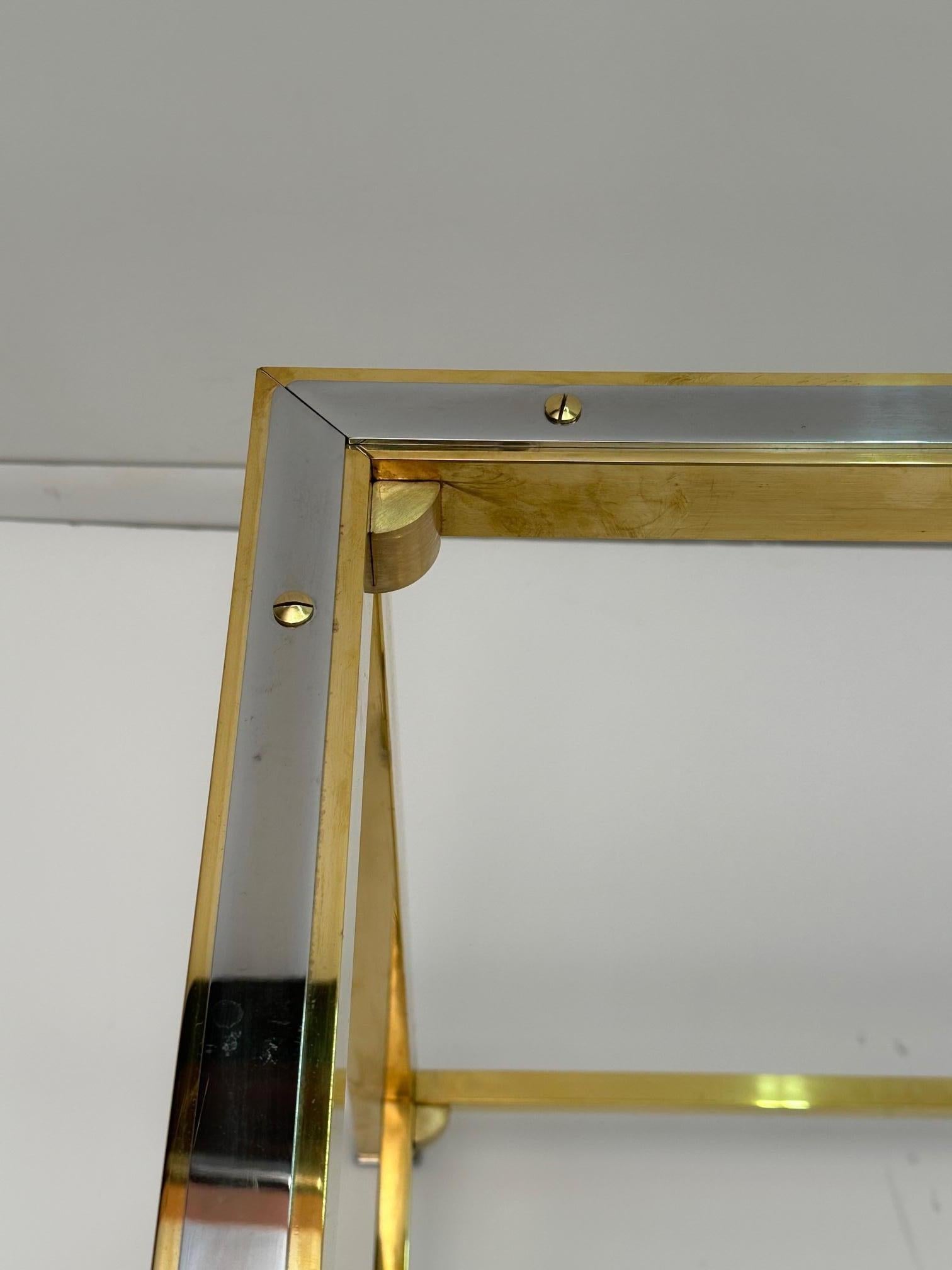 Sophisticated Brass Glass and Chrome Console Table Attributed to Pierre Cardin For Sale 1