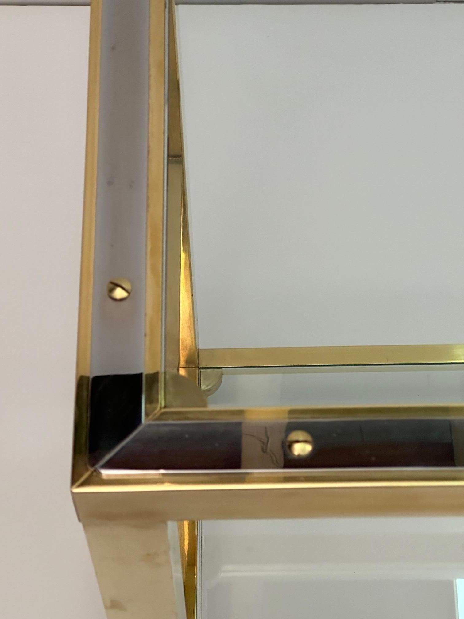 Sophisticated Brass Glass and Chrome Console Table Attributed to Pierre Cardin For Sale 2