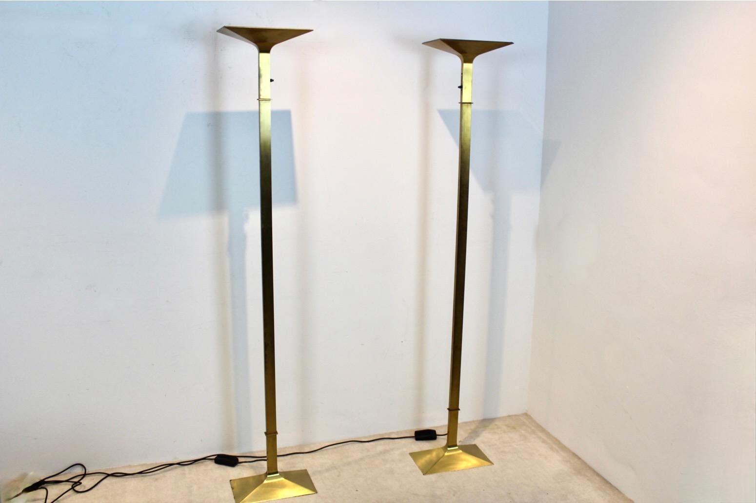 Sophisticated Brass Italian Uplighter Floor Lamp, stock of two For Sale 7