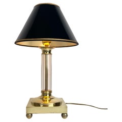 Lampe de table sophistiquée en laiton avec colonne Classic en cristal, fin du 19e siècle