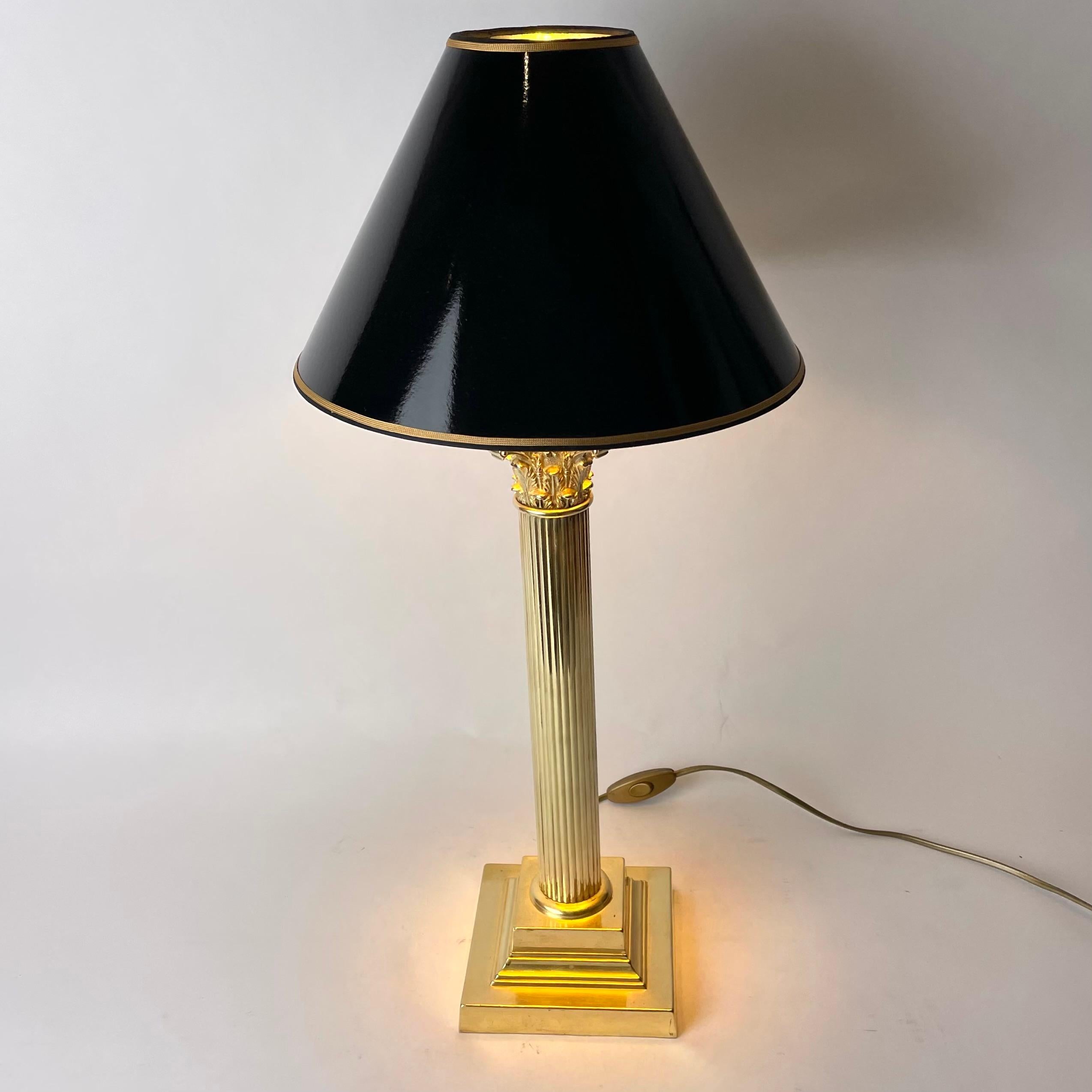 European Sophisticated Brass Table Lamp with Classic column, late 19th Century For Sale