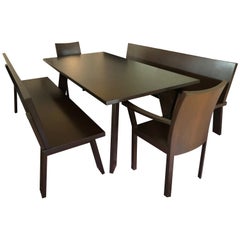 Sophisticated Bulthaup Dining Table with Two Benches and Two Armchairs