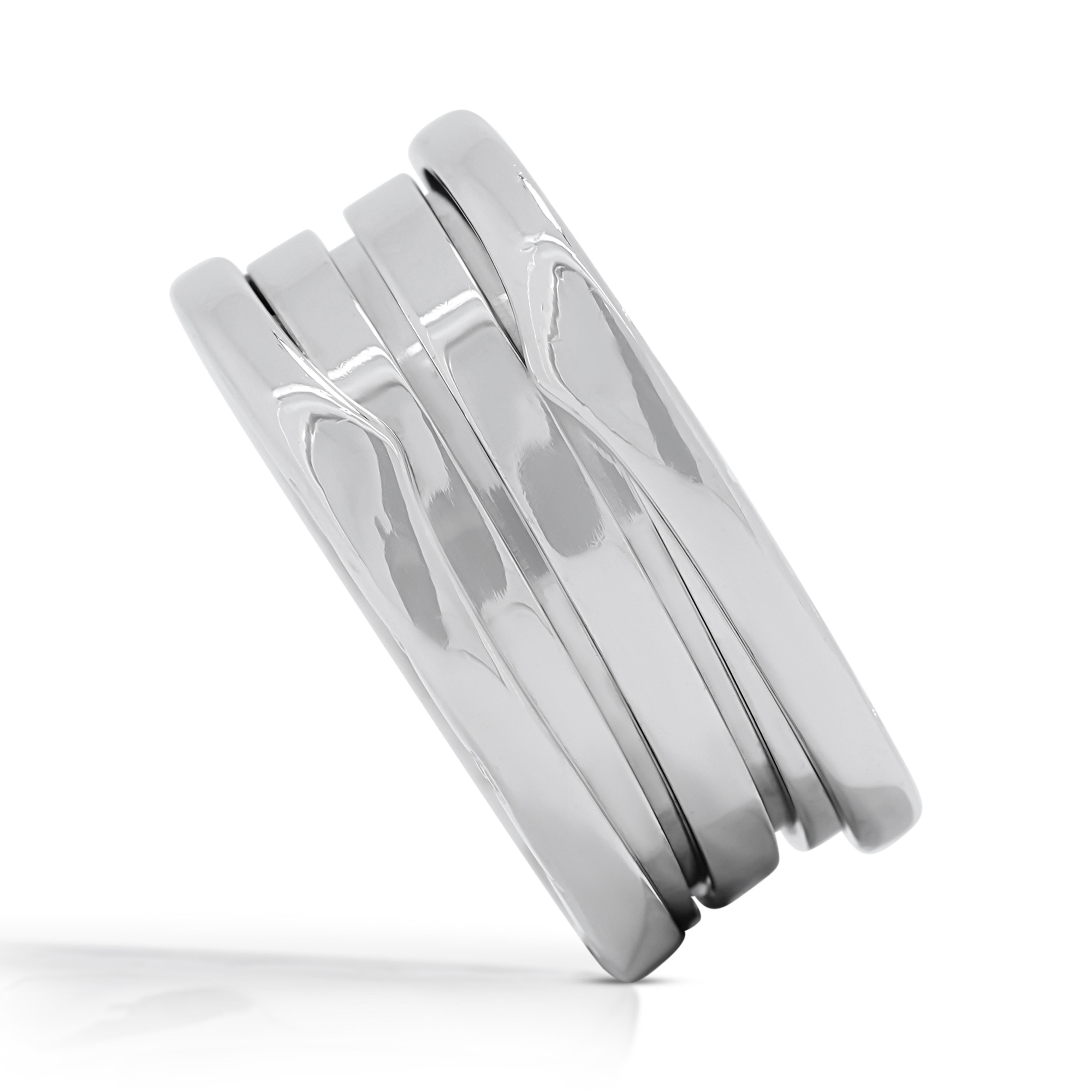 Women's Sophisticated Bvlgari Band Ring in 18K White Gold For Sale