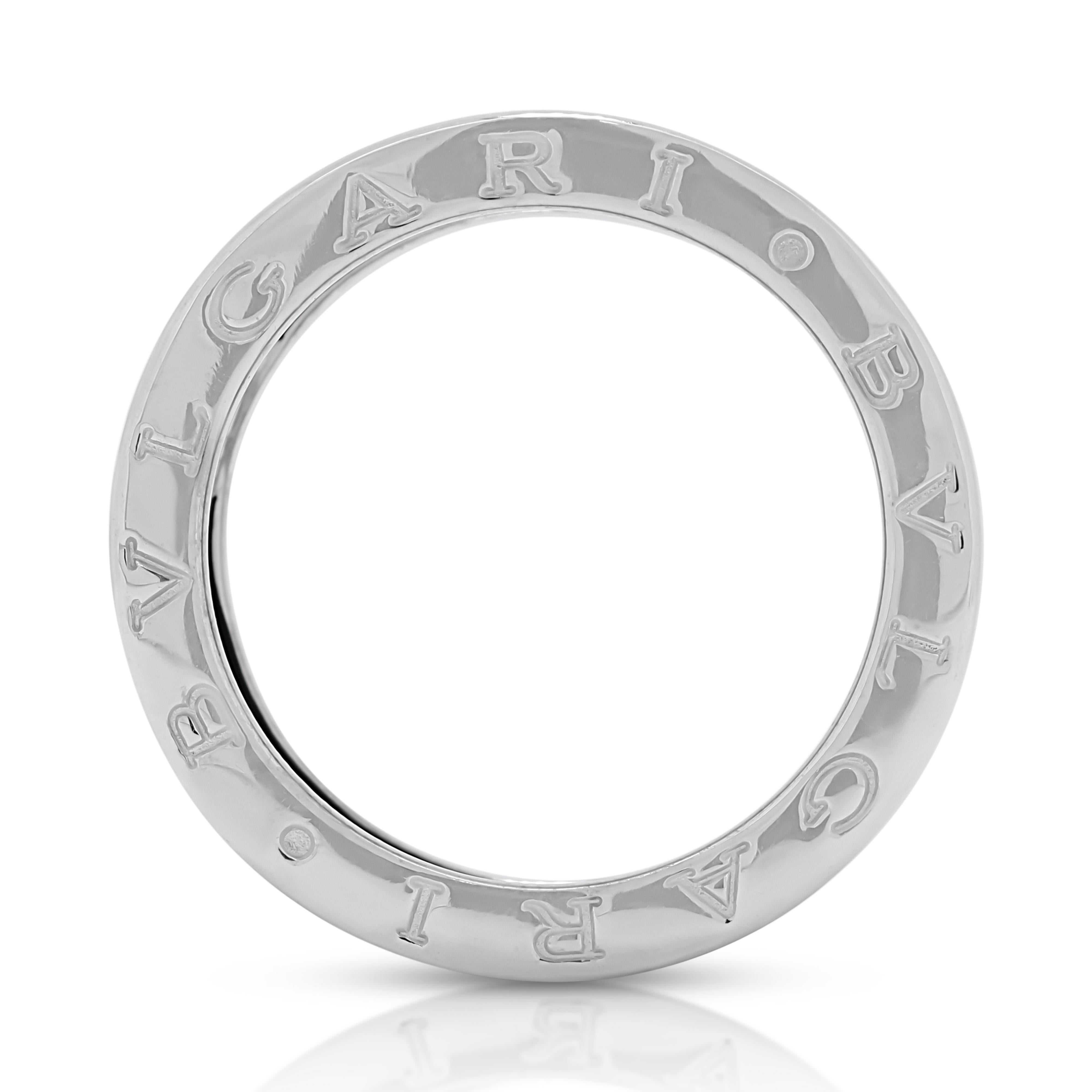 Sophisticated Bvlgari Band Ring in 18K White Gold For Sale 2