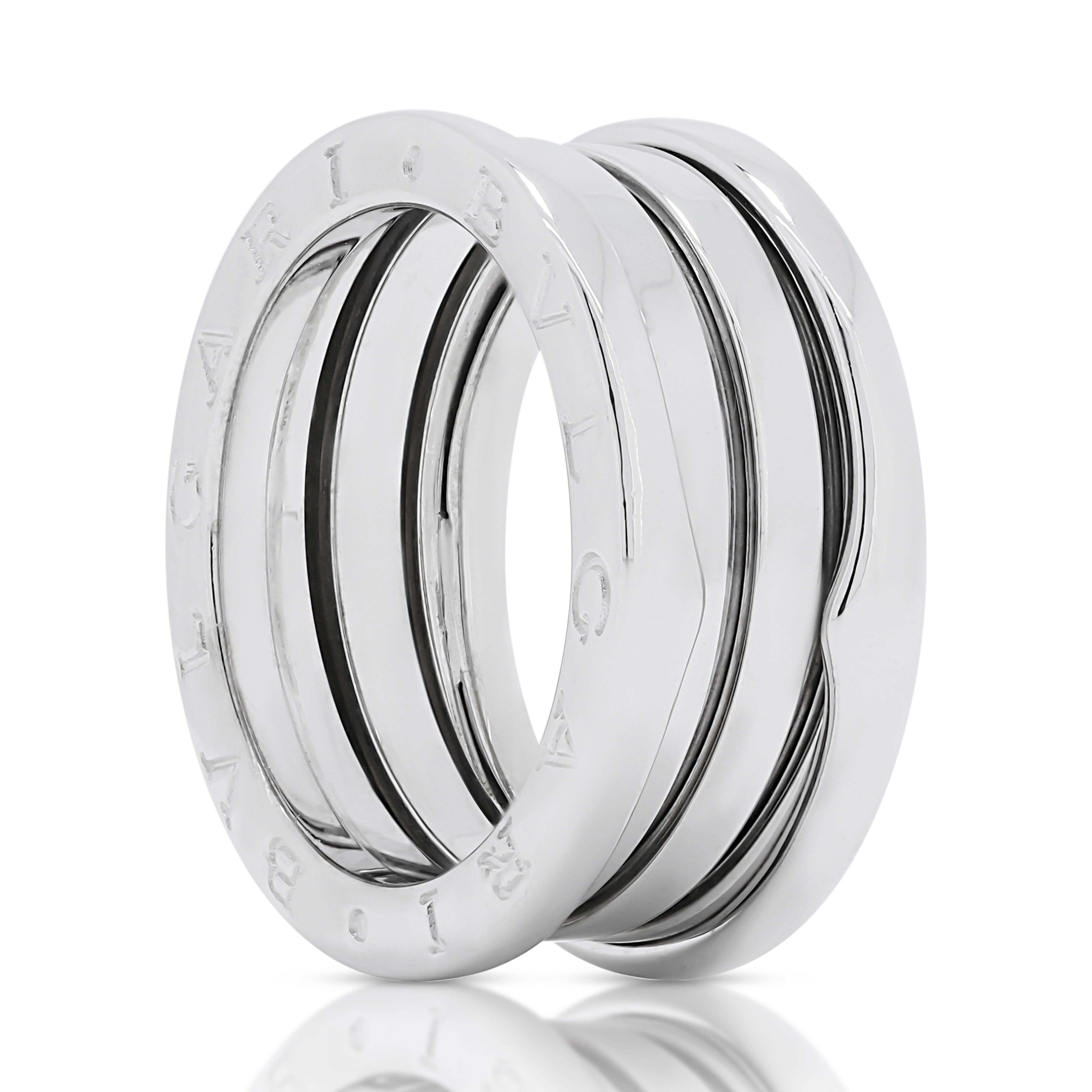 Sophisticated Bvlgari Band Ring in 18K White Gold For Sale 3