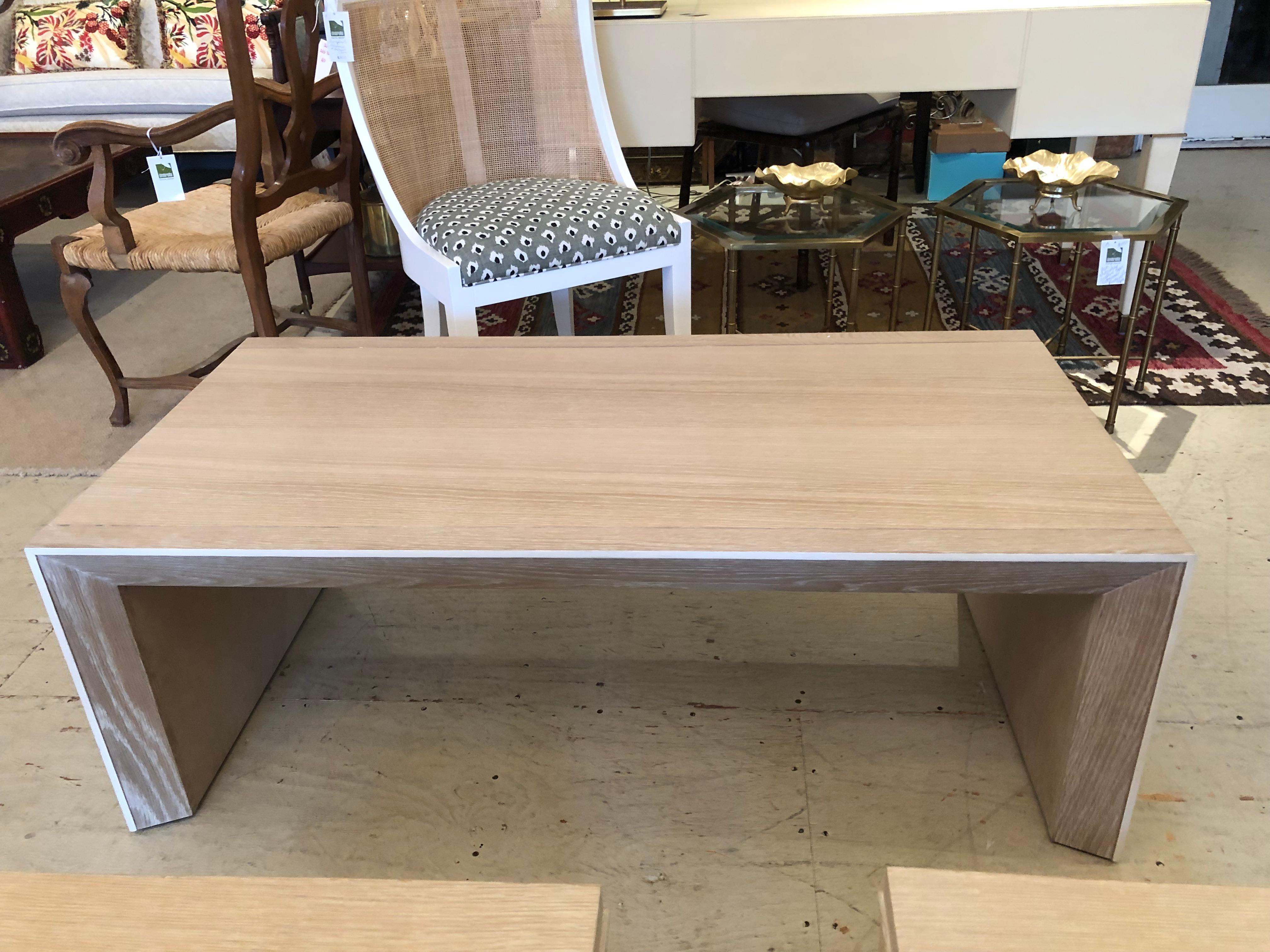 Sophisticated Cerused Wood Rectangular Coffee Table with Matching End Tables In Good Condition For Sale In Hopewell, NJ