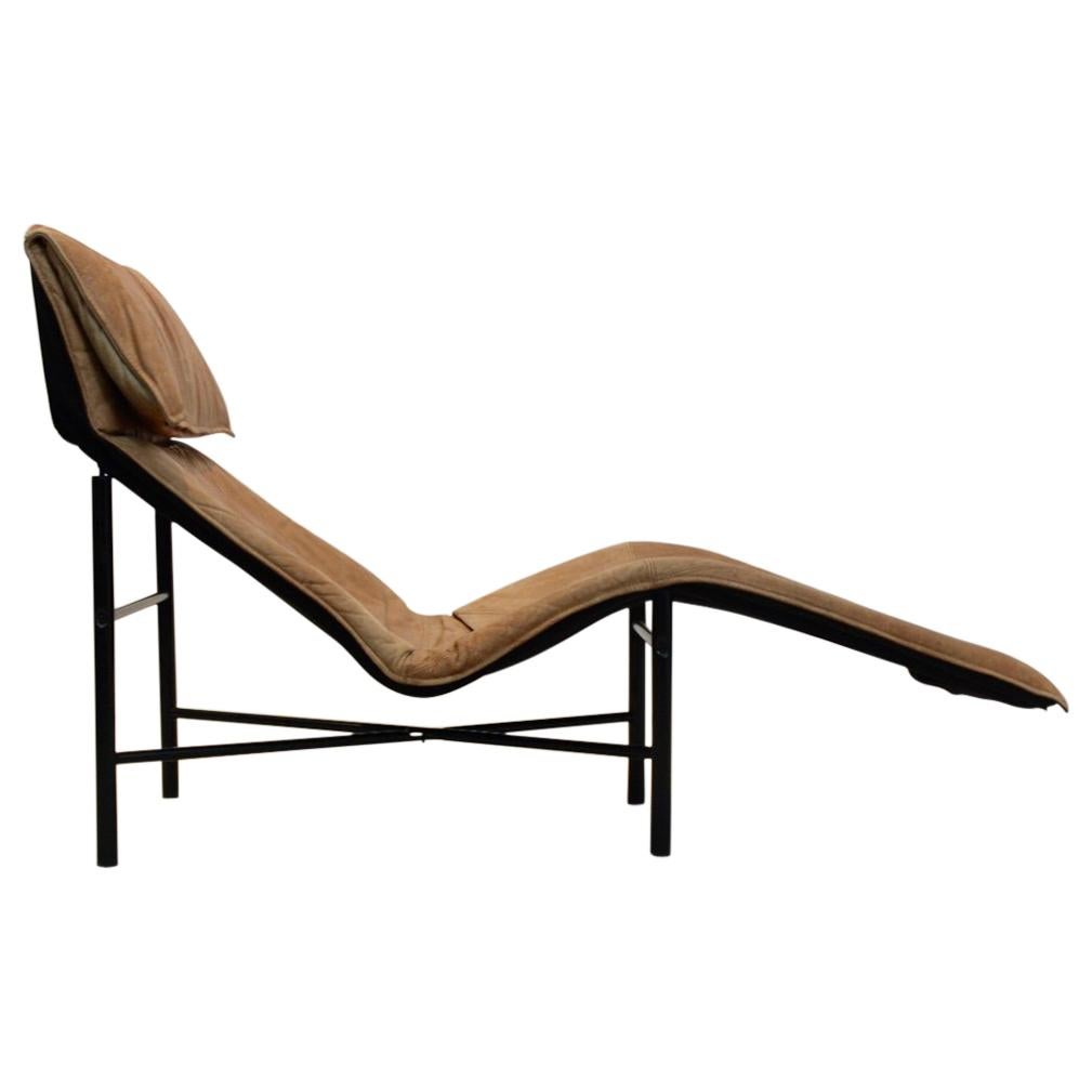 Sophisticated Cognac Leather ‘Skye’ Chaise Longue by Tord Björklund, Sweden 1970