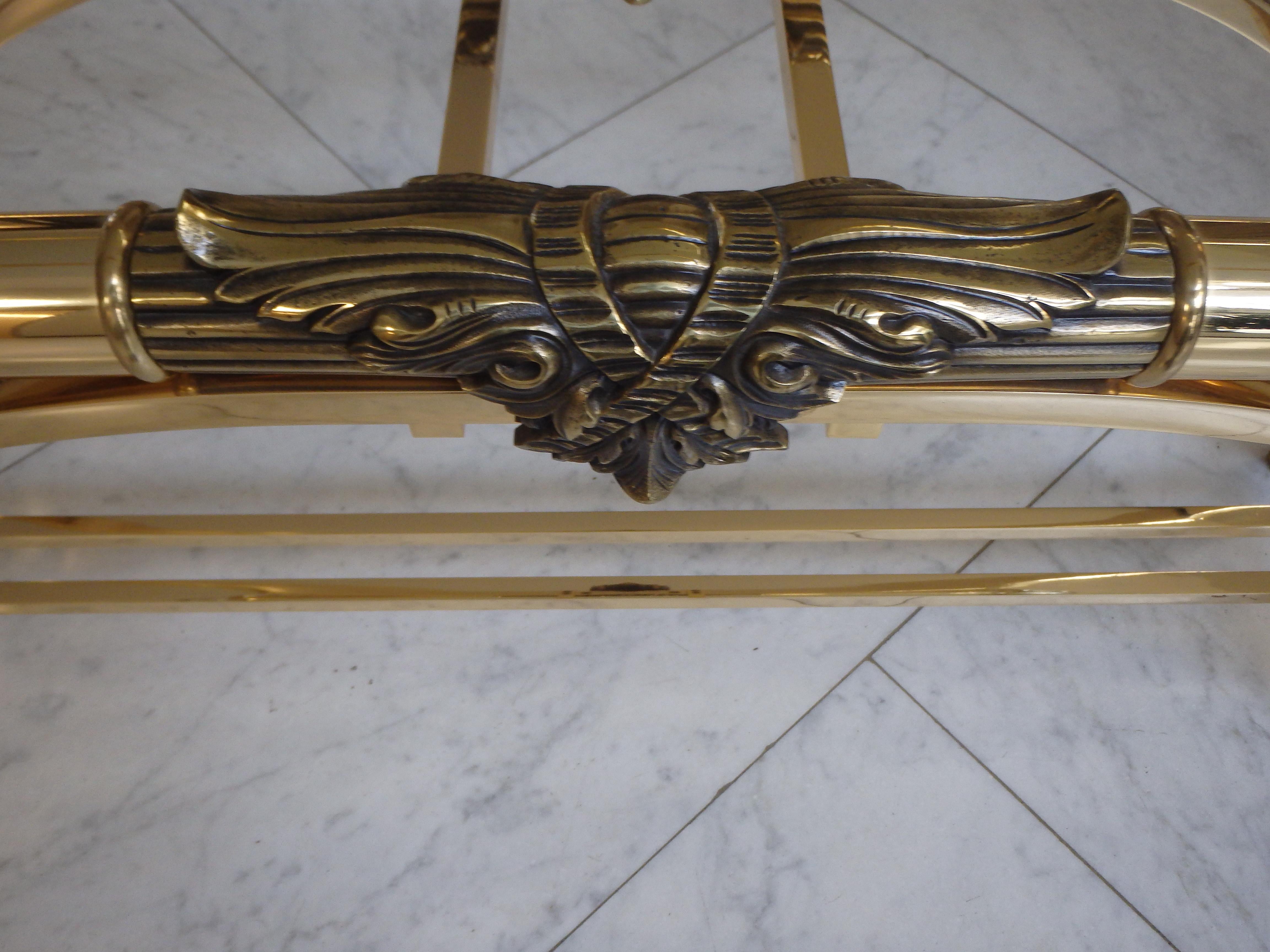 Sophisticated console brass and plexiglass with cut glass top For Sale 12