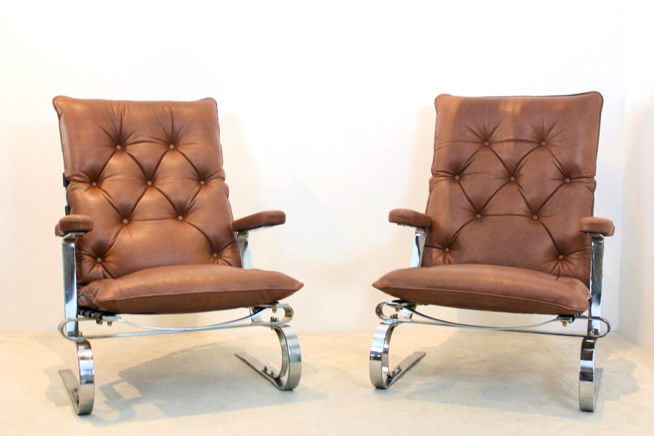 Mid-Century Modern Sophisticated COR Leather Lounge Chairs