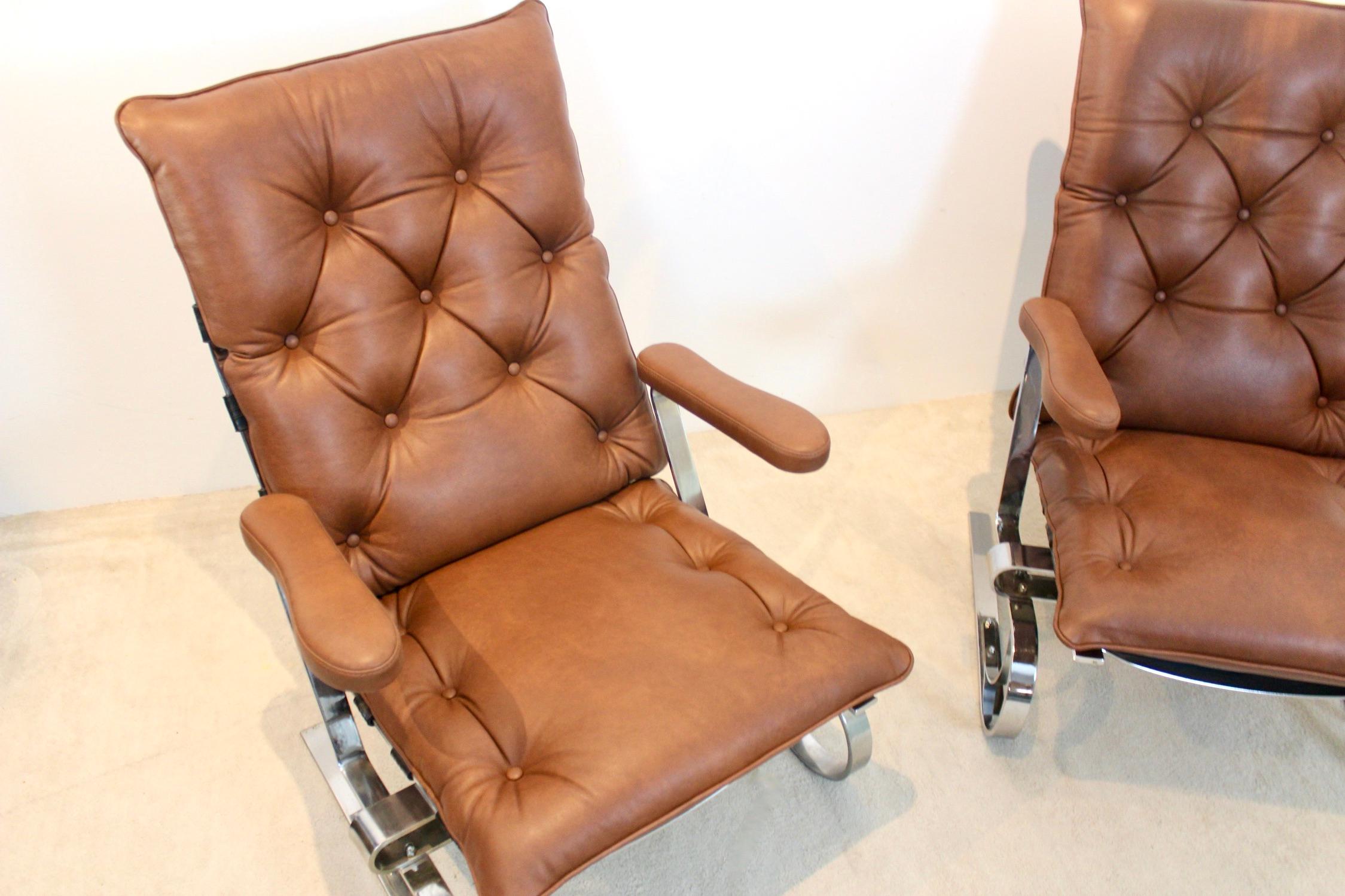 20th Century Sophisticated COR Leather Lounge Chairs