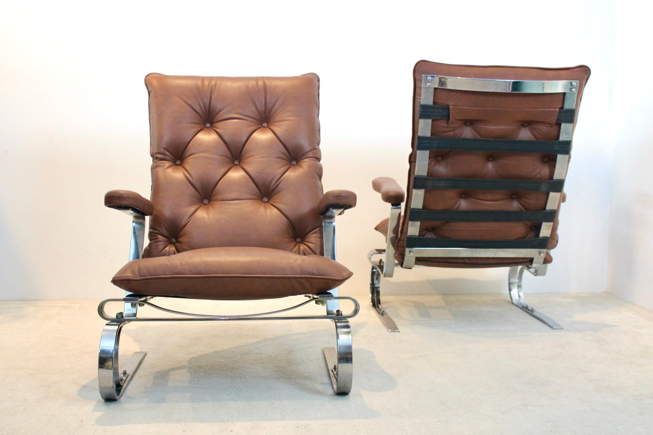 Steel Sophisticated COR Leather Lounge Chairs