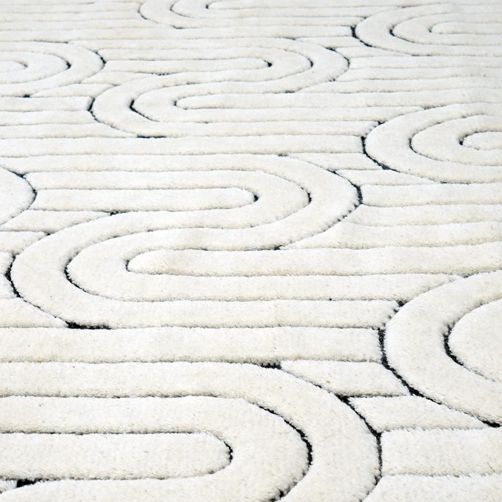 Raffinierter anpassbarer Reality Weave Teppich in Creme Klein (Wolle)