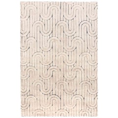 Sofisticada Alfombra Tejido Realidad Personalizable en Crema X-Grande