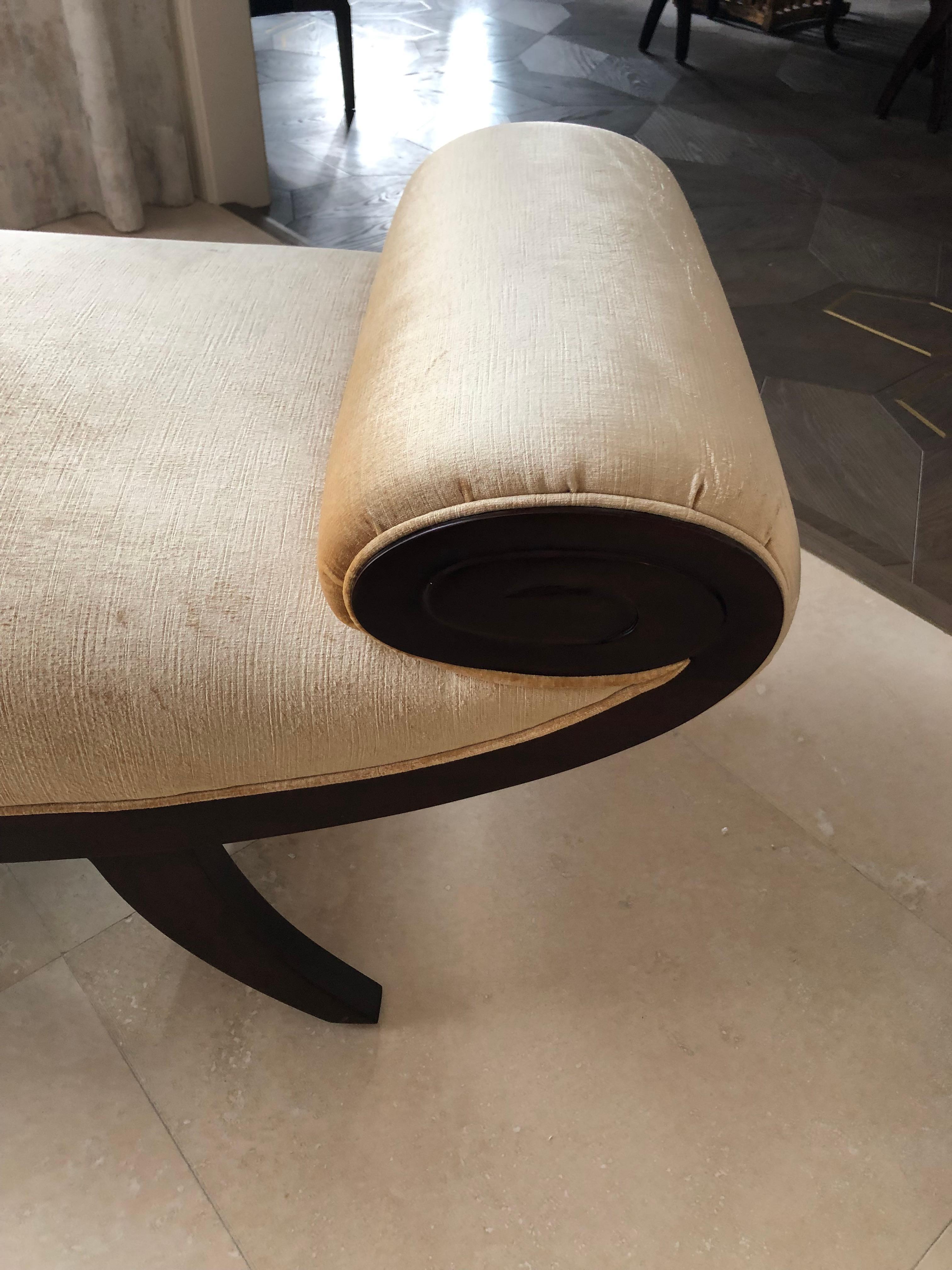 Sophisticated Designer Wood & Velvet Christopher Guy Medea Ottoman Banquette 4