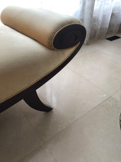 Sophisticated Designer Wood & Velvet Christopher Guy Medea Ottoman Banquette