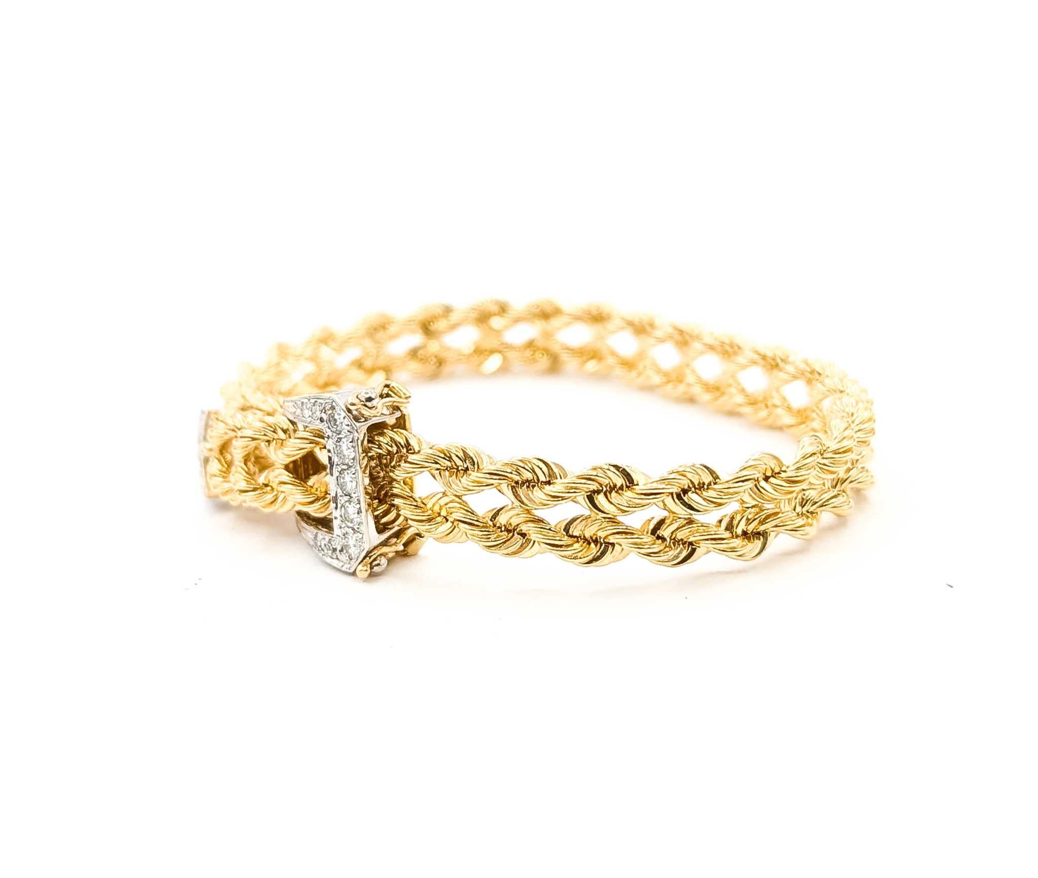 Sophisticated Diamond Buckle Rope Bracelet in 14k For Sale 4