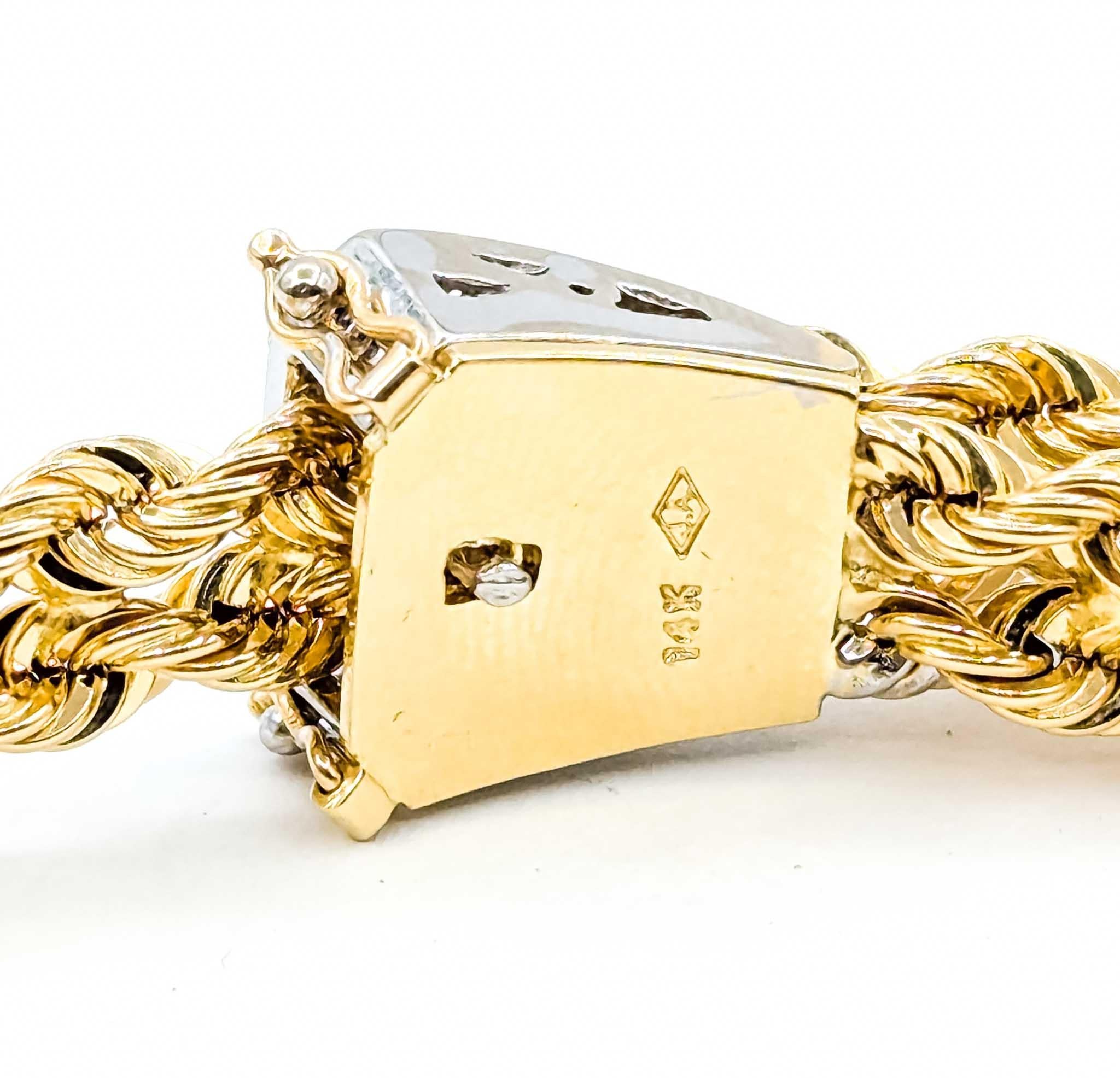 Sophisticated Diamond Buckle Rope Bracelet in 14k For Sale 2
