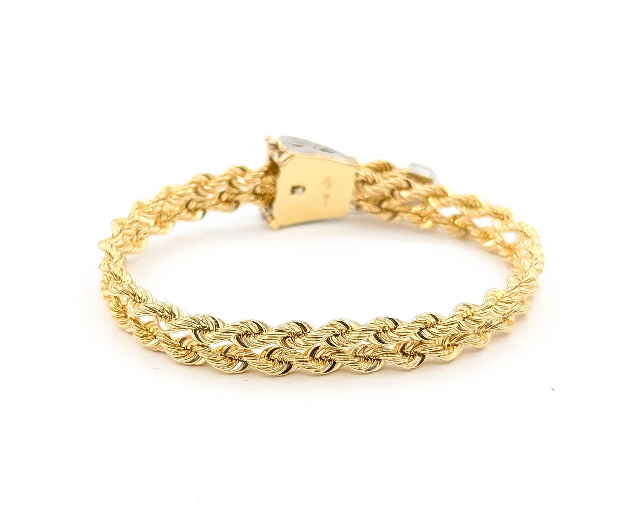 Sophisticated Diamond Buckle Rope Bracelet in 14k For Sale 3