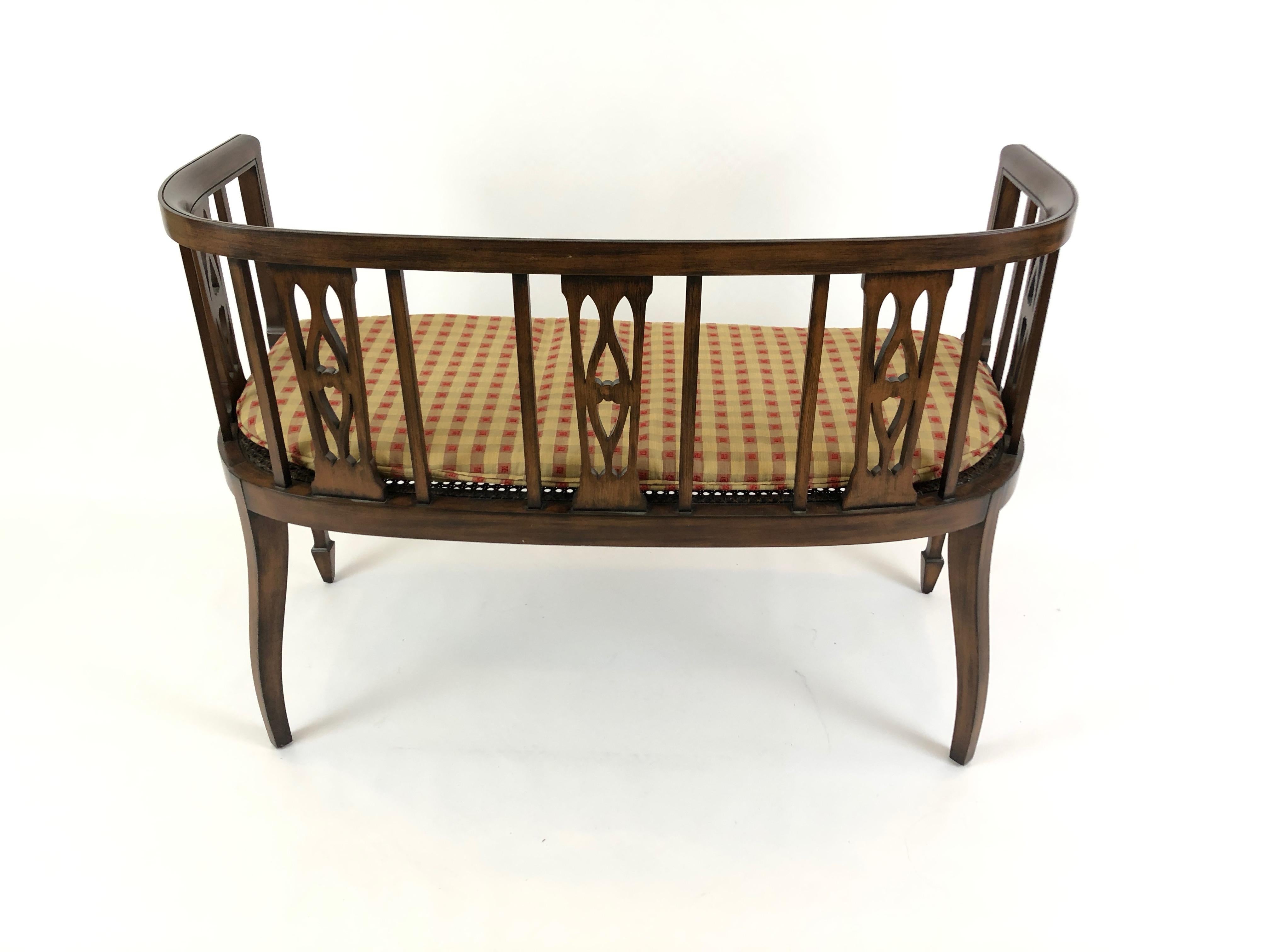 Sophisticated Elegance in a Curved Fruitwood Italian Loveseat Settee 2