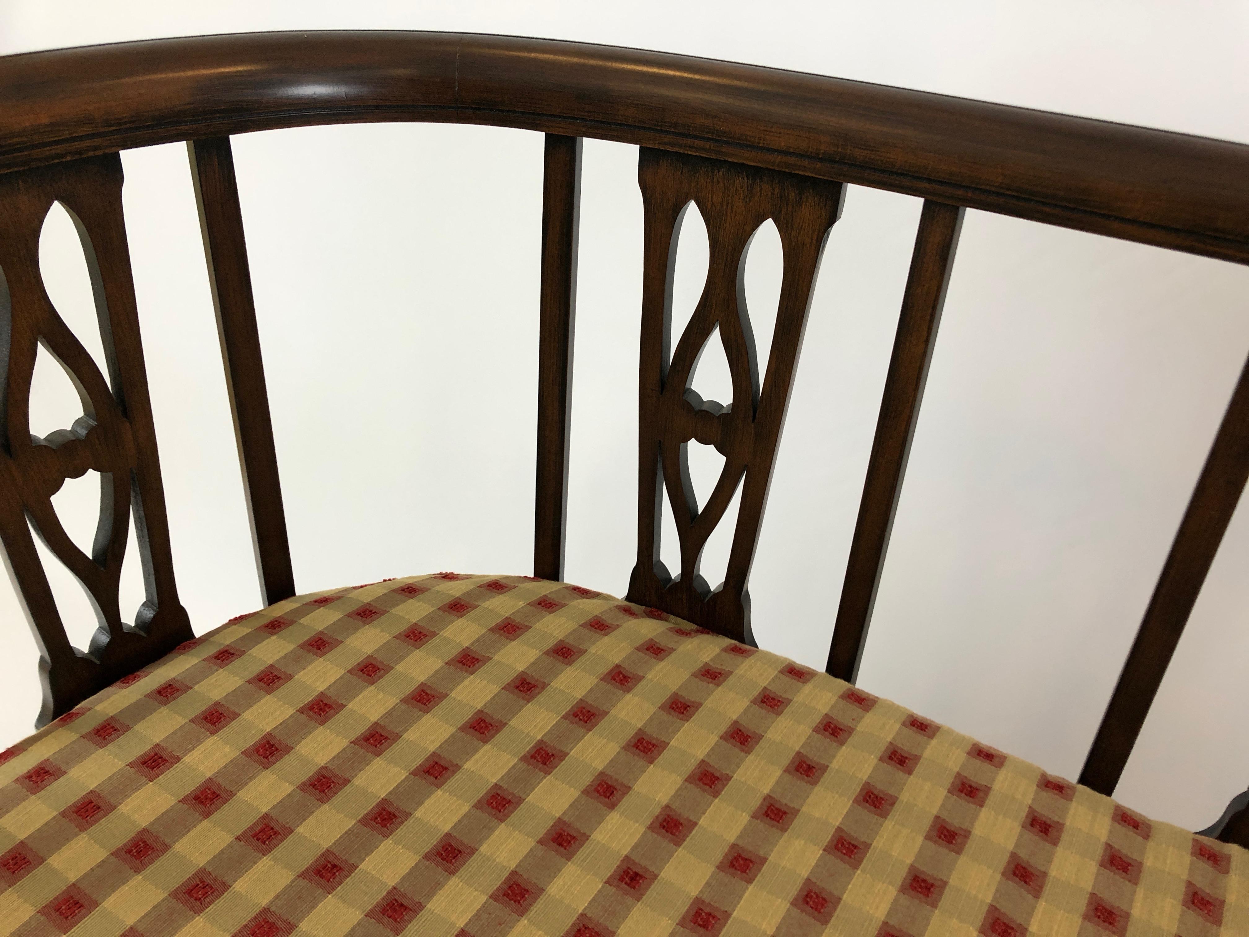 Sophisticated Elegance in a Curved Fruitwood Italian Loveseat Settee 3