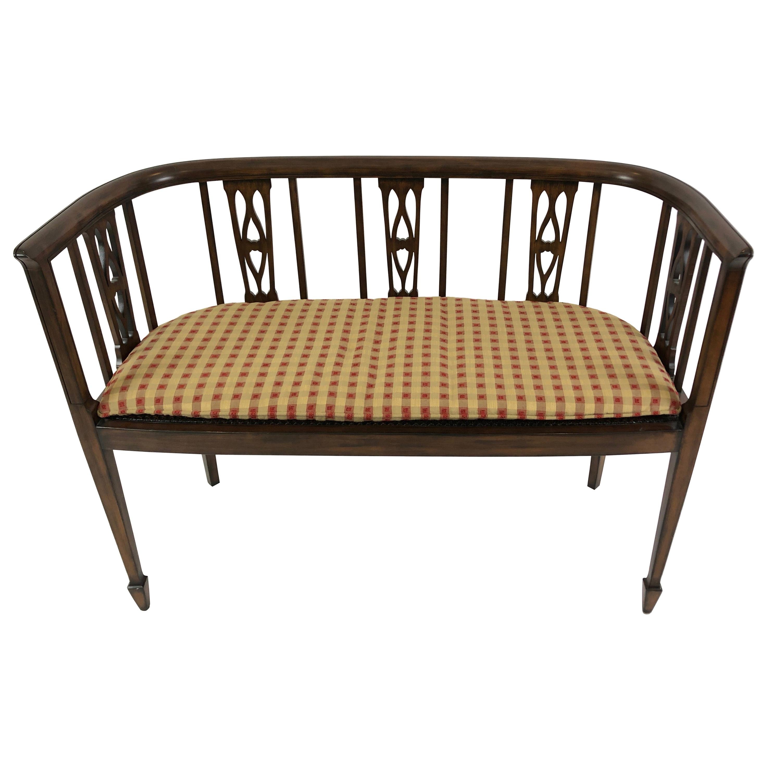 Sophisticated Elegance in a Curved Fruitwood Italian Loveseat Settee