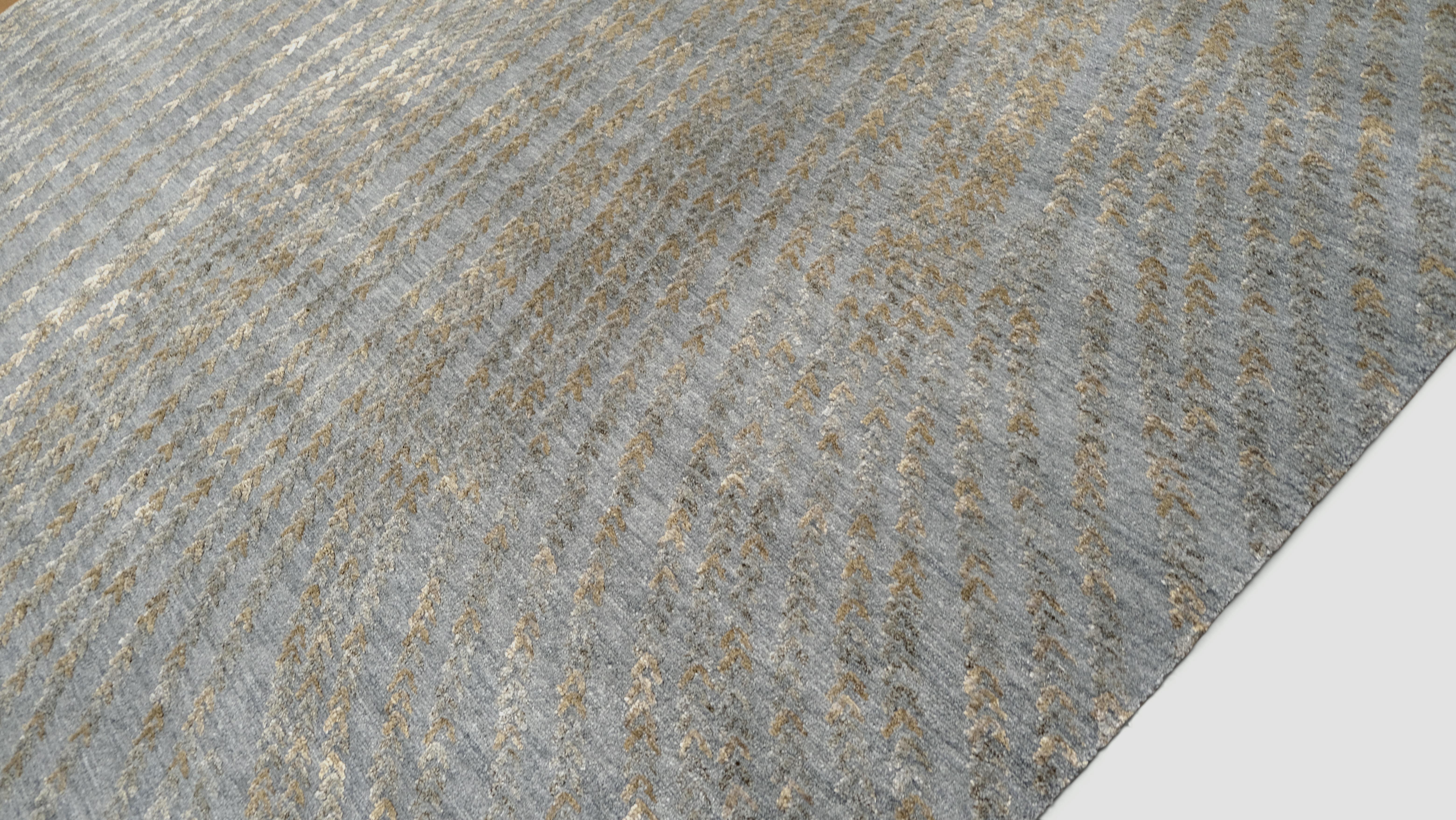 Raffiniertes Flow-Muster mit kompliziertem geometrischem tibetischen Flow-Muster  9'x12' (Nepalesisch) im Angebot
