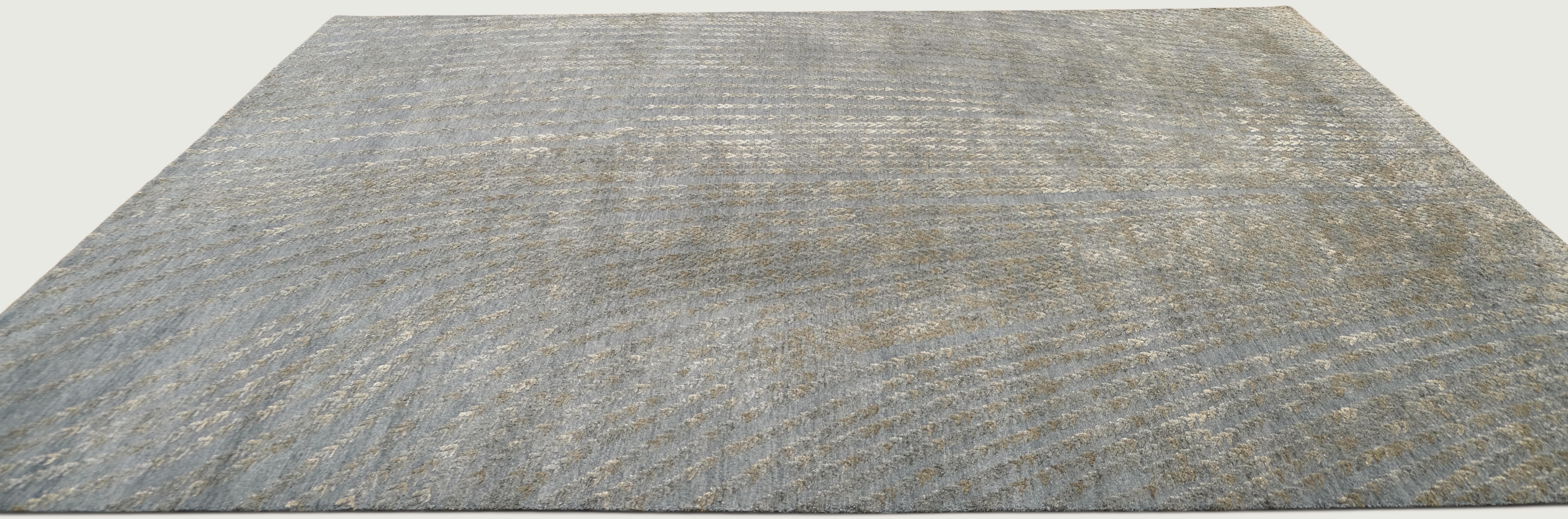 Raffiniertes Flow-Muster mit kompliziertem geometrischem tibetischen Flow-Muster  9'x12' (Handgeknüpft) im Angebot