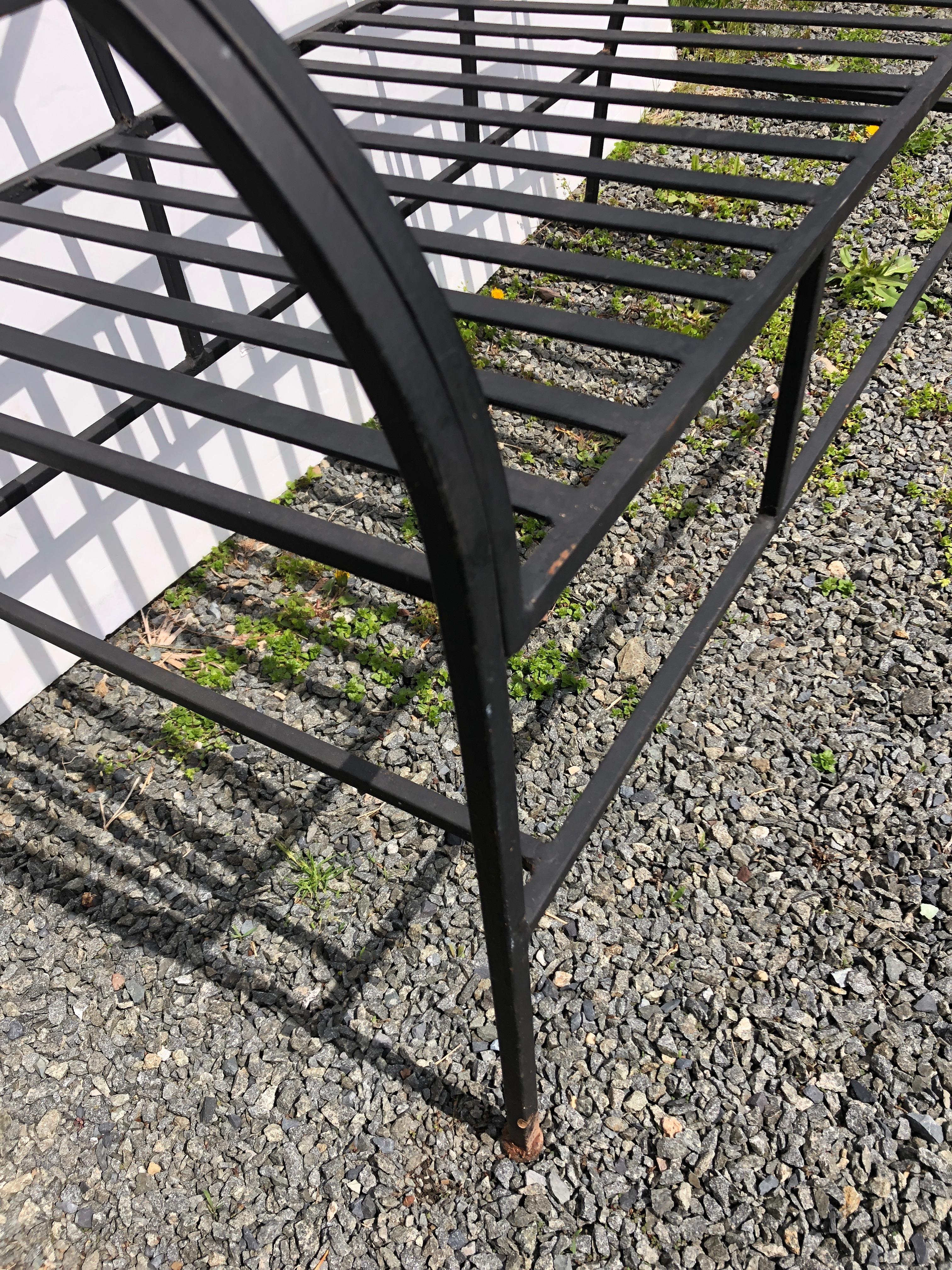 Mid-20th Century Sophisticated French Black Wrought Iron Neoclassical Patio Loveseat Bench