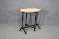 Sophisticated French Directoire Marble Top Brass Bound Ebonized Side End Table