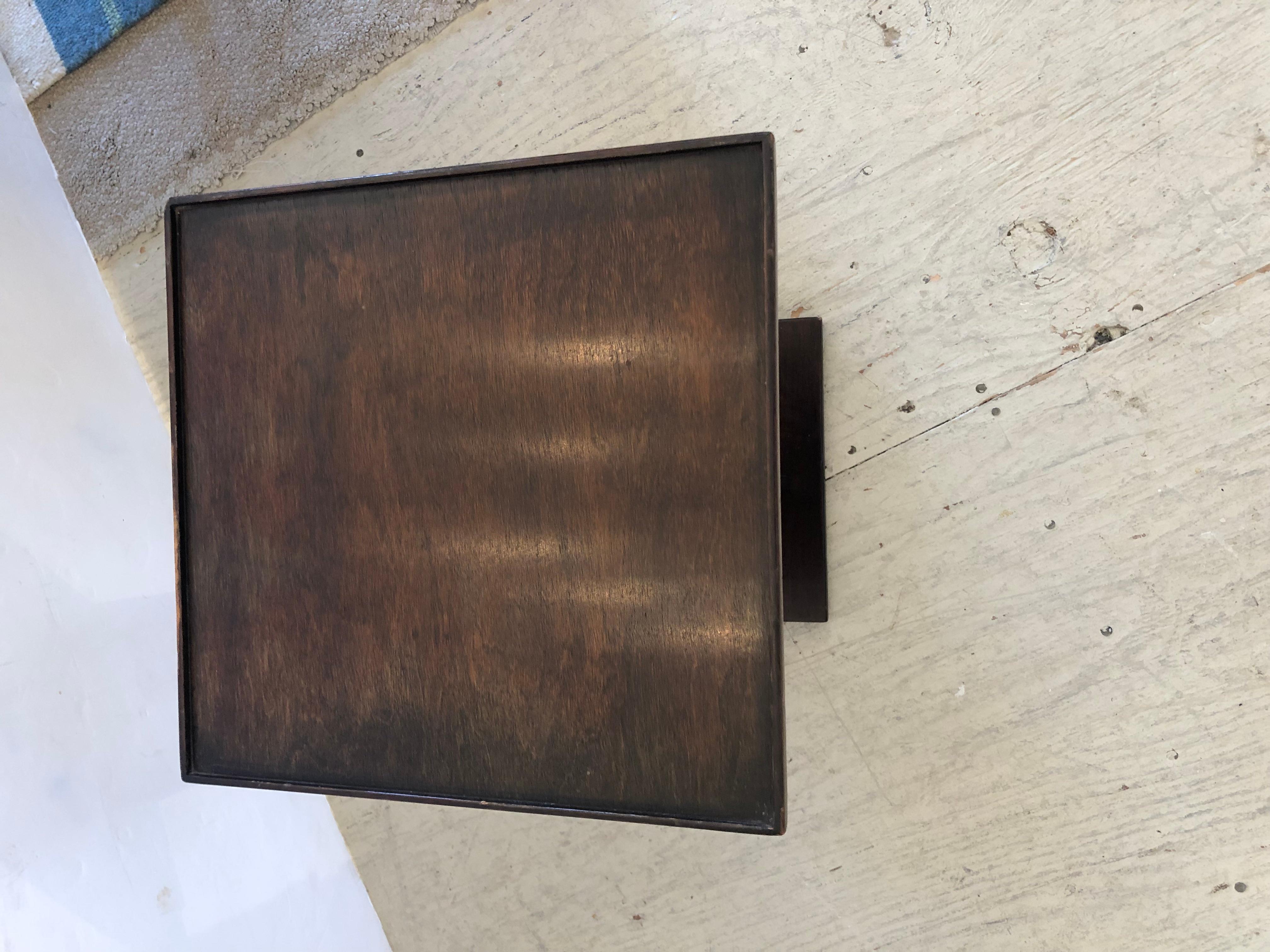 Sophisticated French Moderne Mahogany Small Square Drinks Side Table For Sale 5