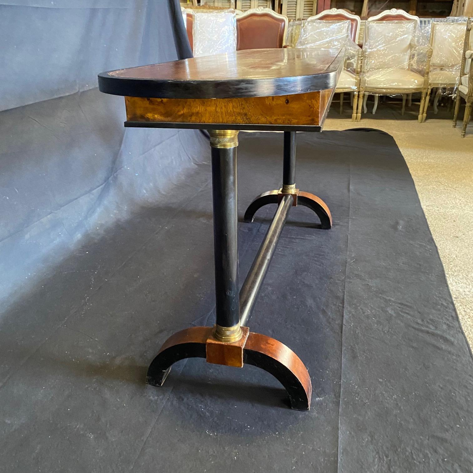 Walnut   Sophisticated French Neoclassical Style Console or Sofa Table with Ebony Inlay For Sale