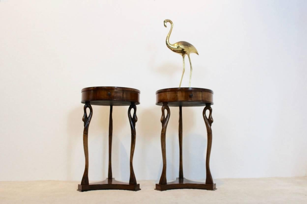 Sophisticated French Swan Tables with Glass Top 2