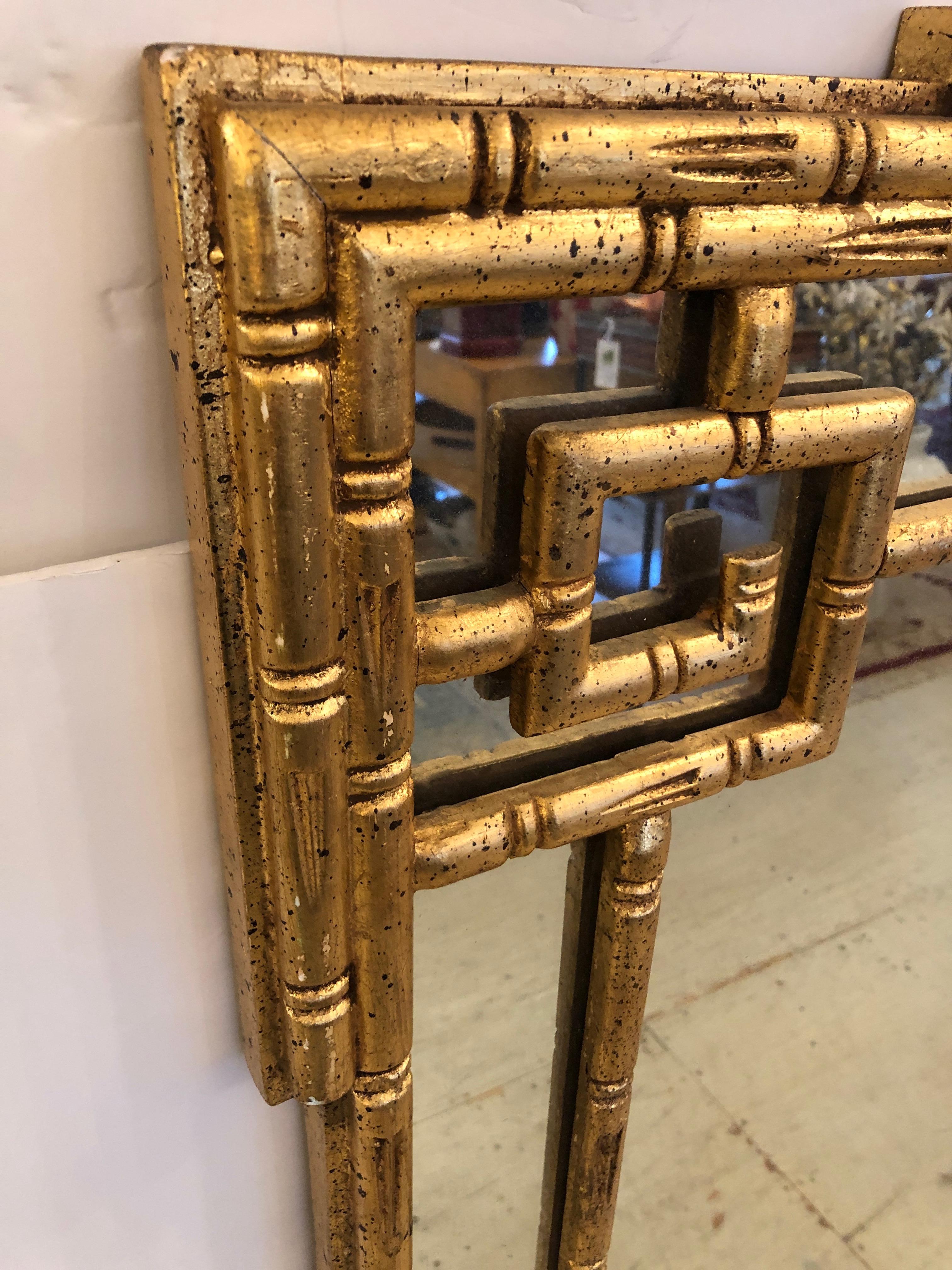 gold greek key mirror