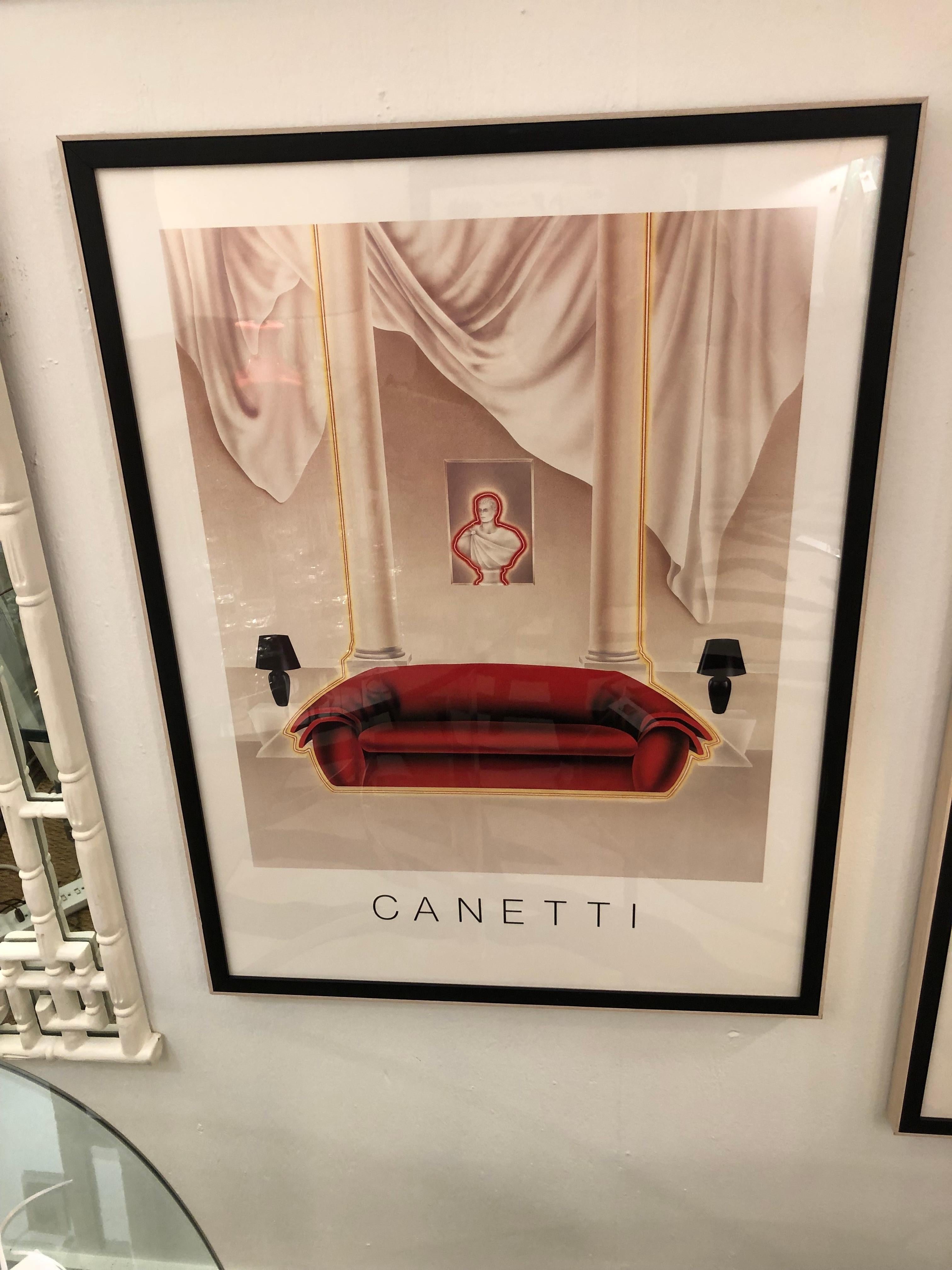 French Sophisticated Graphic Poster of Stylish Interior by Canetti For Sale