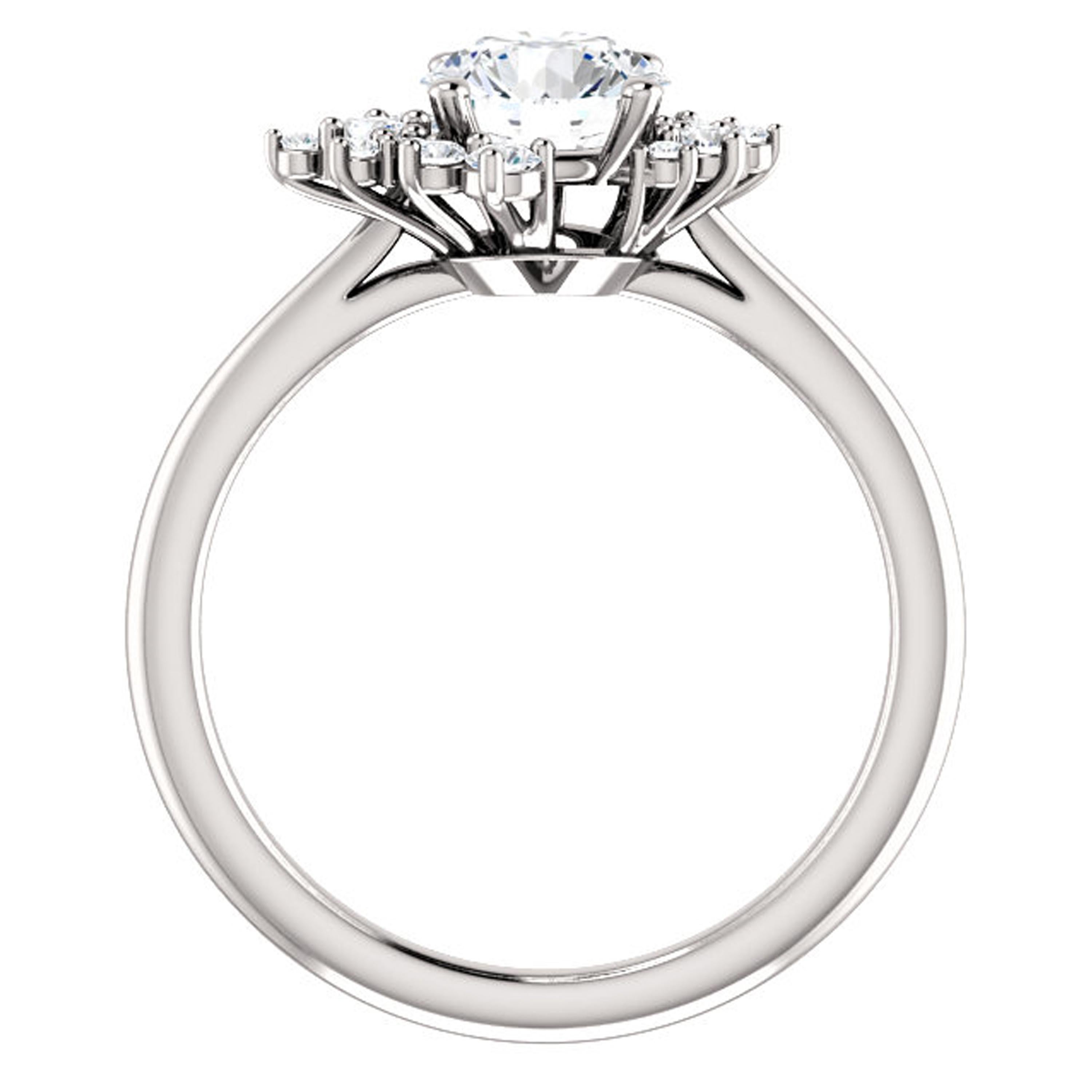 Contemporary Sophisticated Halo Diamond Accented Round GIA Certified Engagement Ring For Sale