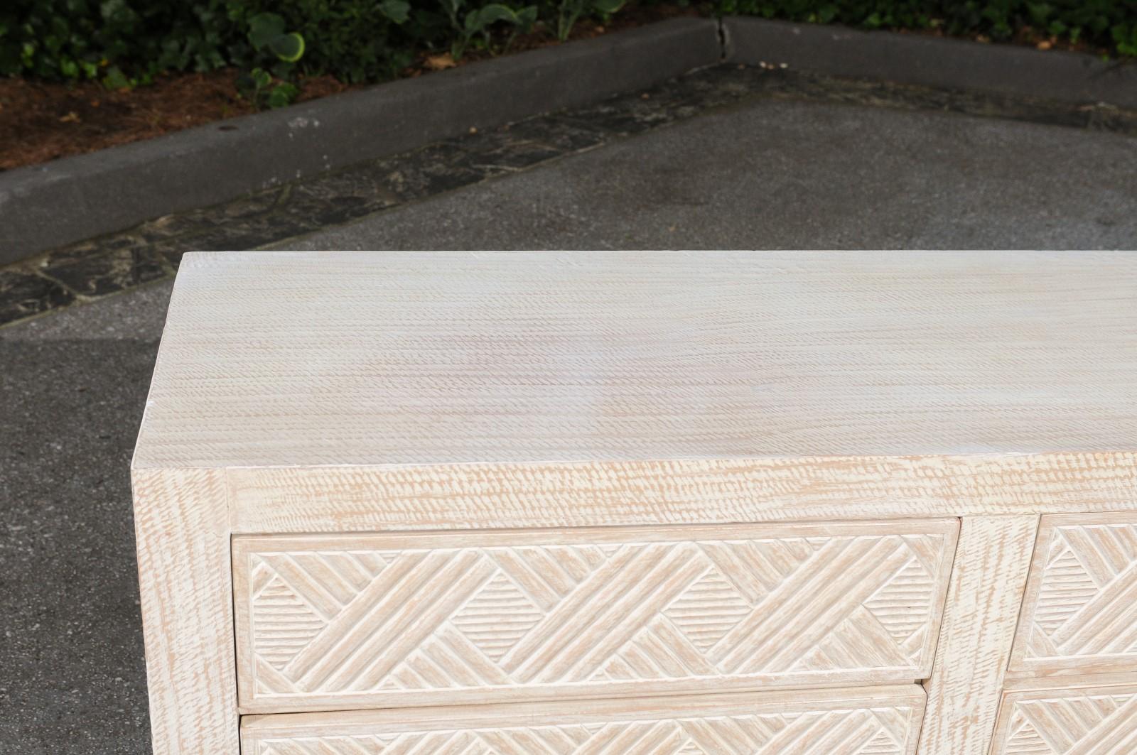 Sophisticated Hand-Carved Commode in Combed Gesso by Michael Taylor, circa 1980 For Sale 13