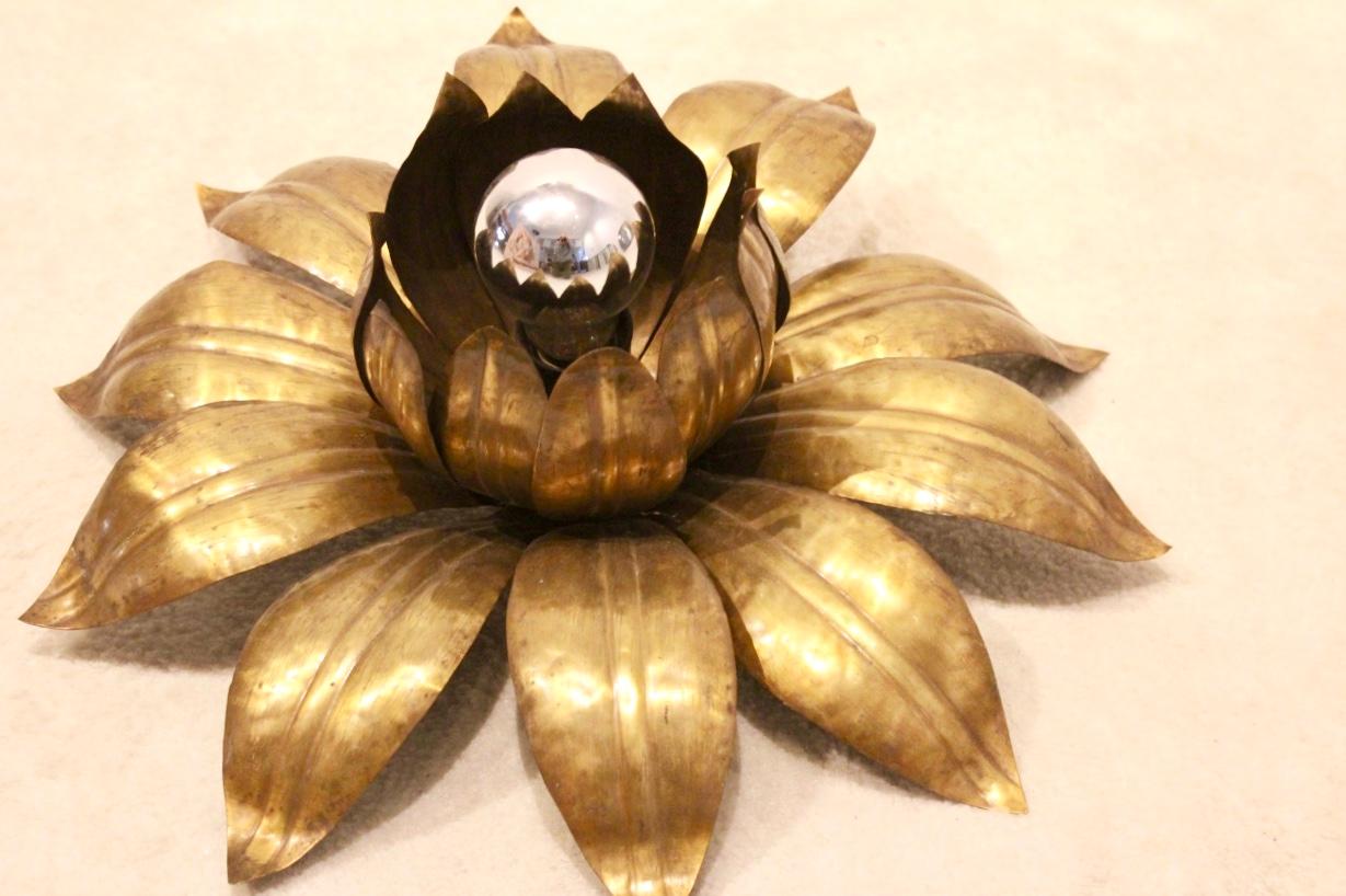 Sophisticated Hans Kögl Style Brass Flower Flushmount 1