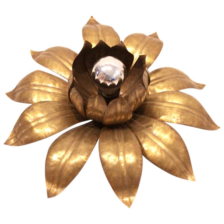 Sophisticated Hans Kögl Style Brass Flower Flushmount