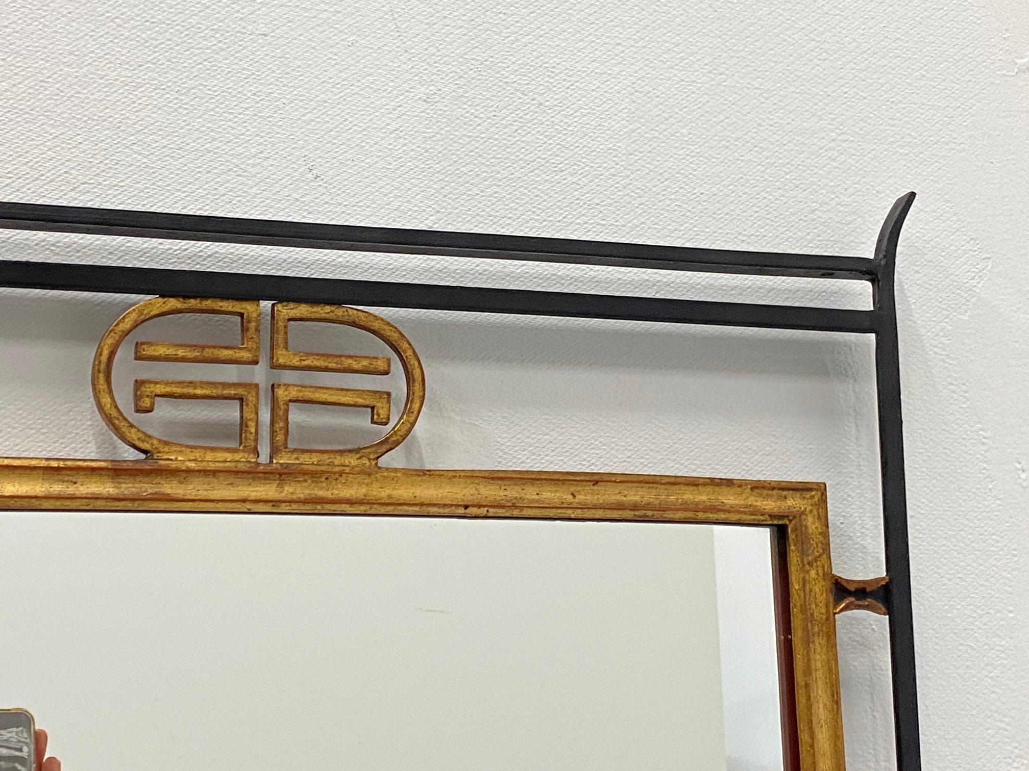Sophisticated Italian Iron and Gilded Asian Style Mirror For Sale 6