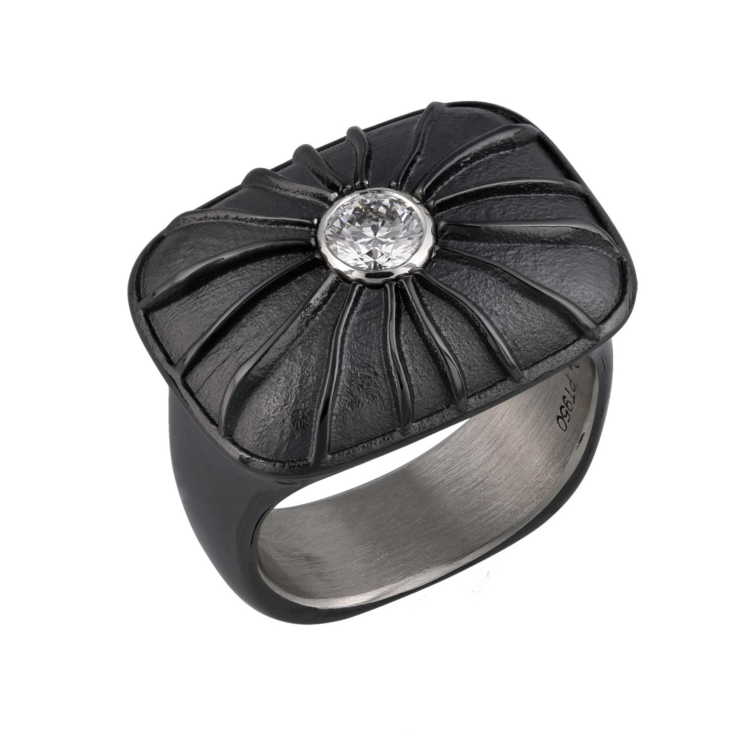 Sophisticated Knightsteel Wide Band with Brilliant Cut Diamond by Zoltan David In New Condition In Virginia Beach, VA