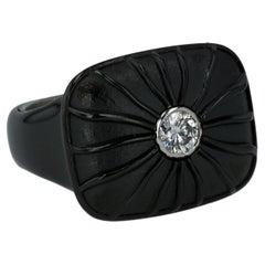 Sophisticated Knightsteel Wide Band with Brilliant Cut Diamond by Zoltan David