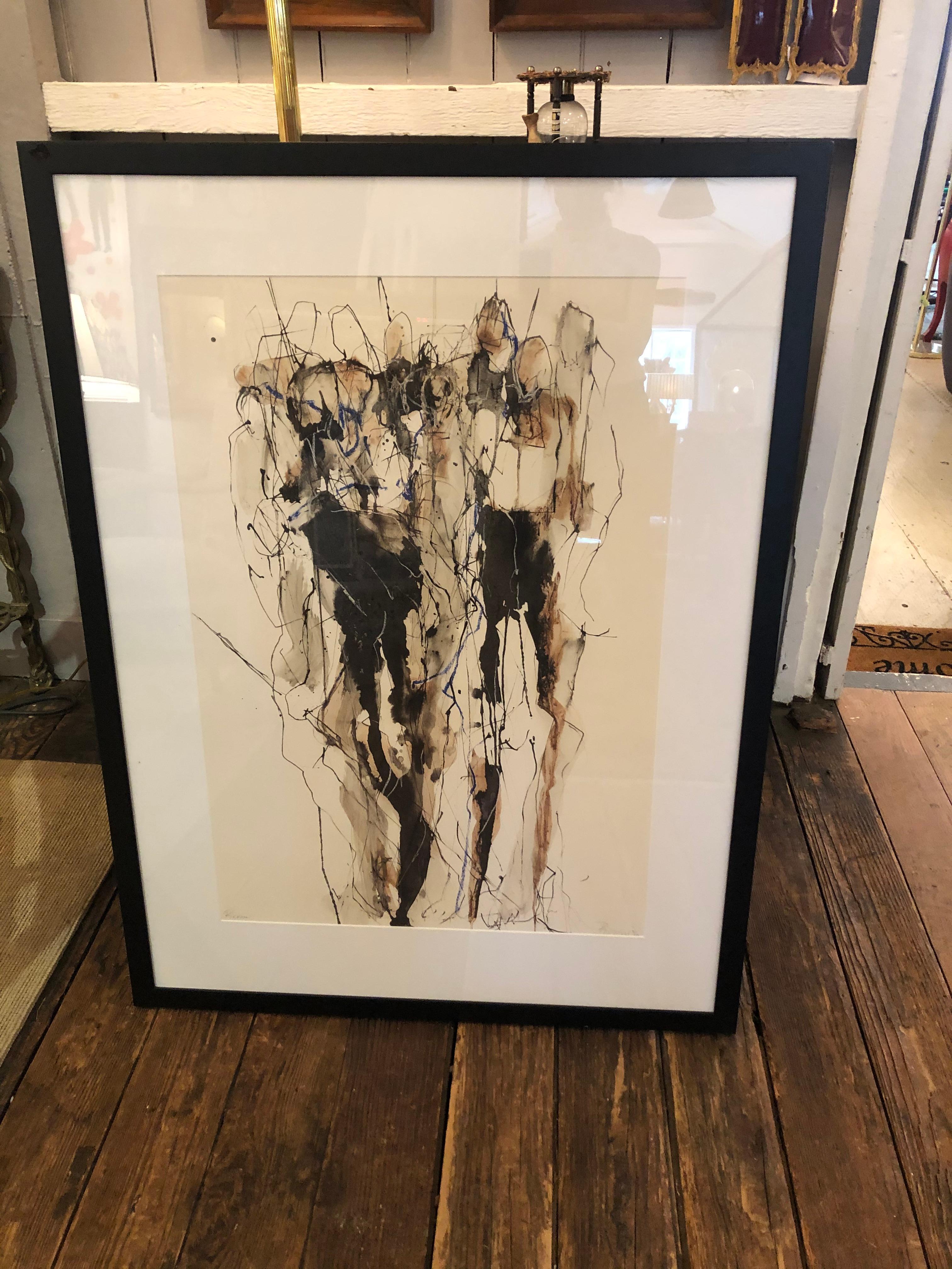 Sophisticated Large Limited Edition Signed Contemporary Figural Abstract Art 1