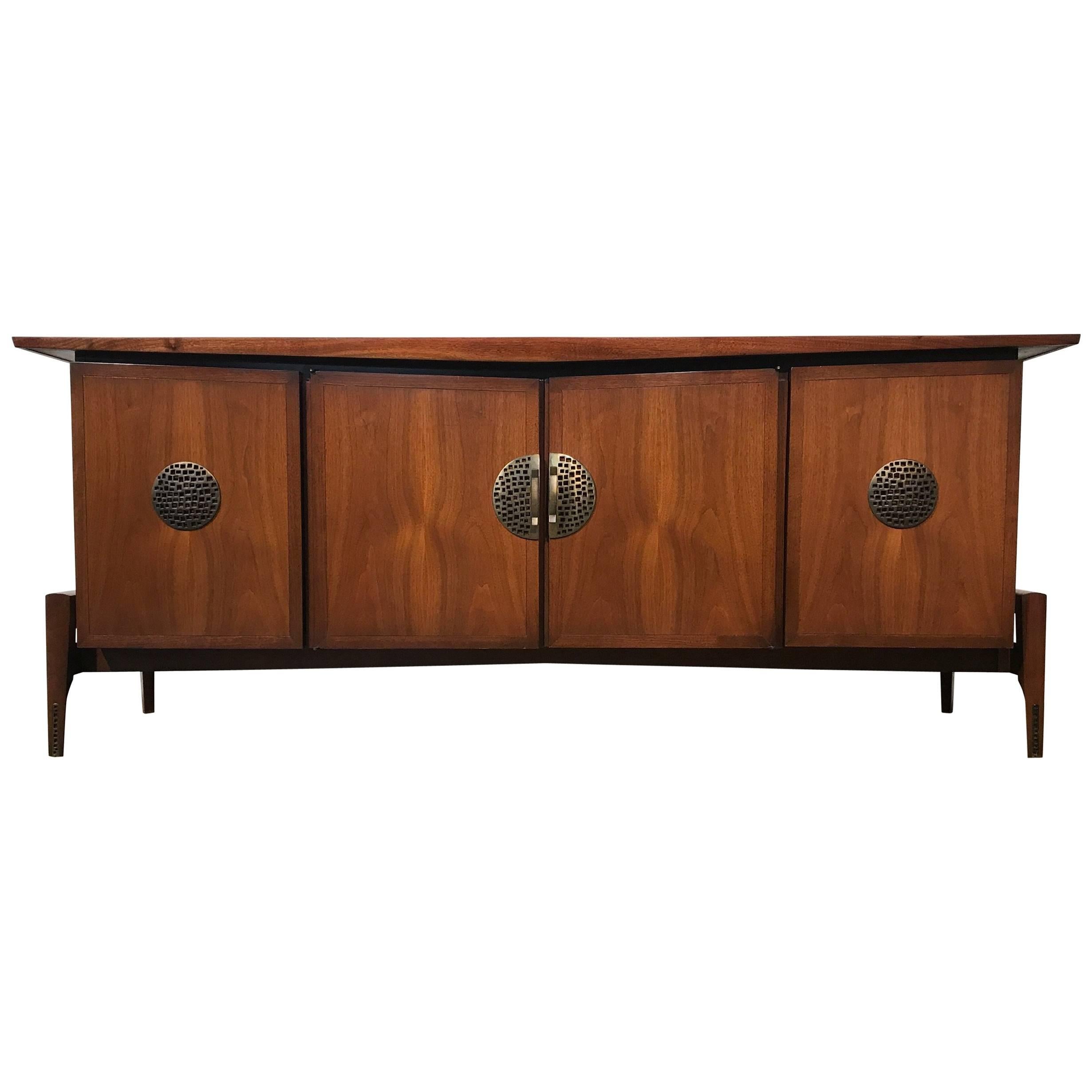 Sophisticated Mid-Century Modern Credenza Asian Flair Hobey Helen Baker