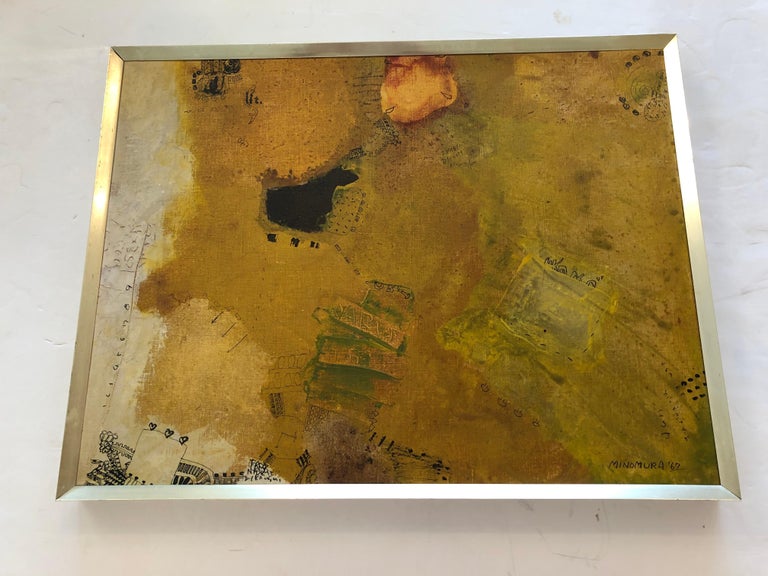 Sophisticated MidCentury Modern Japanese Abstract Painting by Yoshio