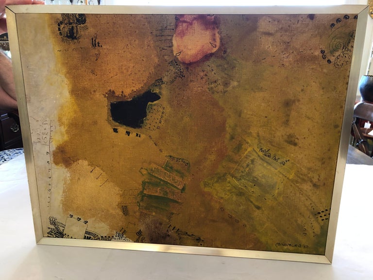 Sophisticated MidCentury Modern Japanese Abstract Painting by Yoshio