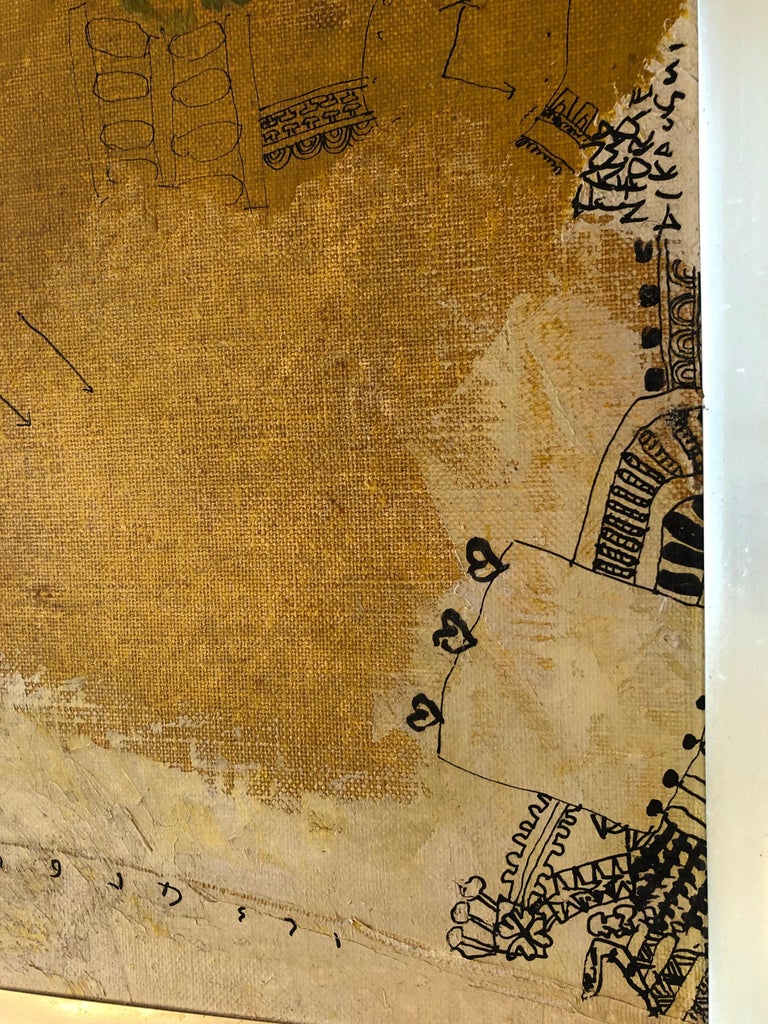 Sophisticated MidCentury Modern Japanese Abstract Painting by Yoshio